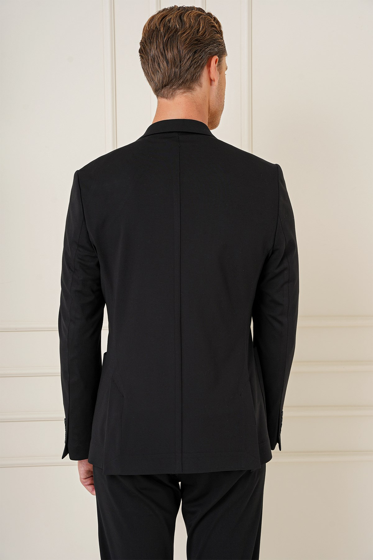 Slim Fit Mono Yaka Torba Cep Pamuklu Siyah Blazer Ceket C 690
