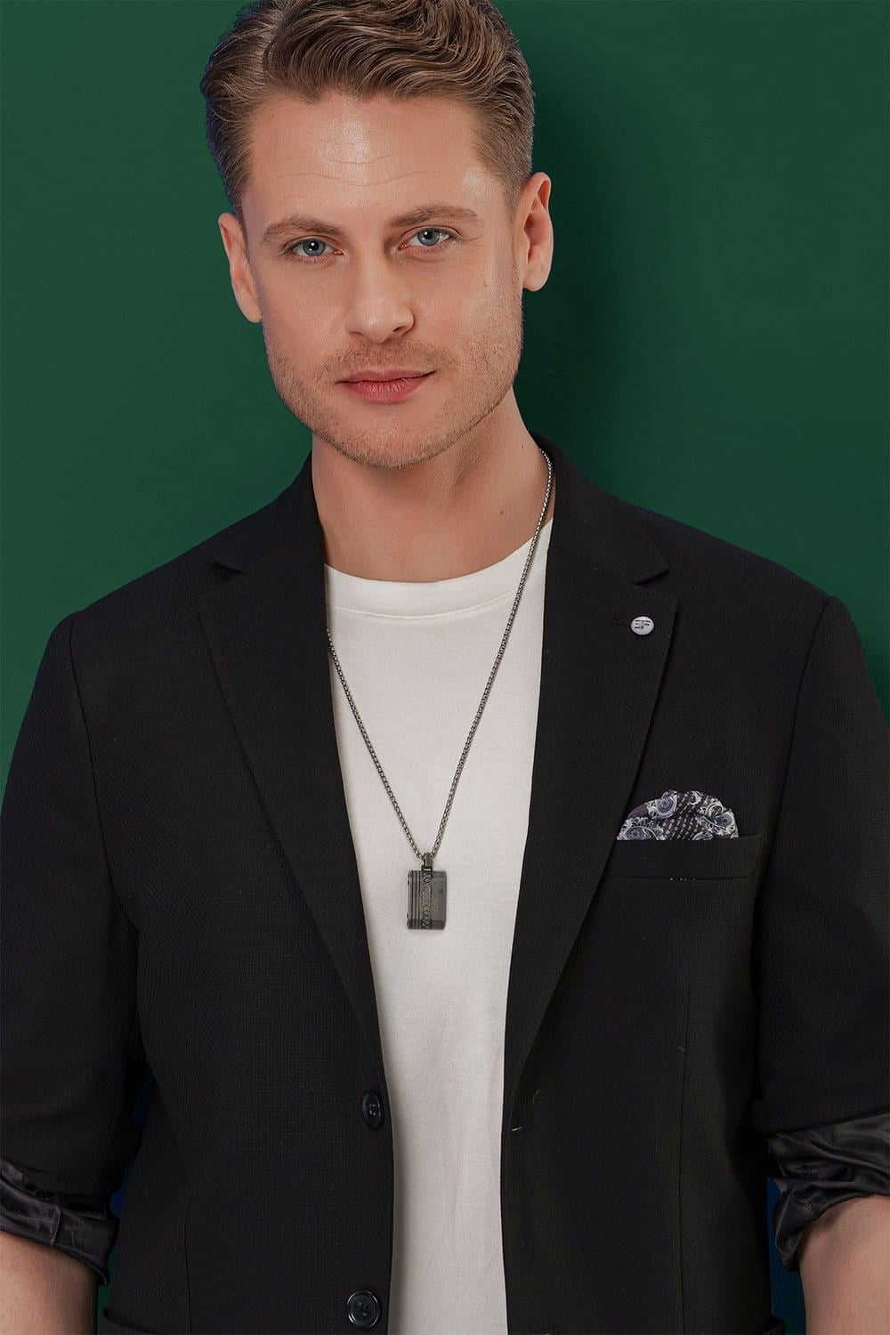 Slim Fit Mono Yaka Torba Cepli Esnek Pamuklu Siyah Blazer Ceket C 639