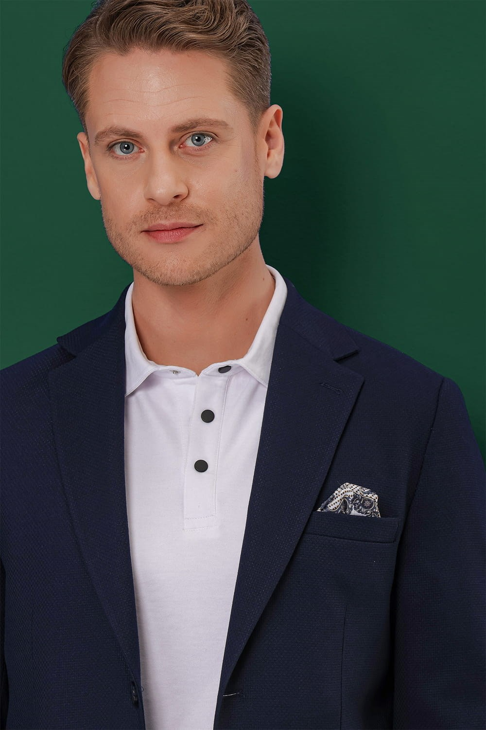 Slim Fit Mono Yaka Torba Cepli Esnek Pamuklu Lacivert Blazer Ceket C 639