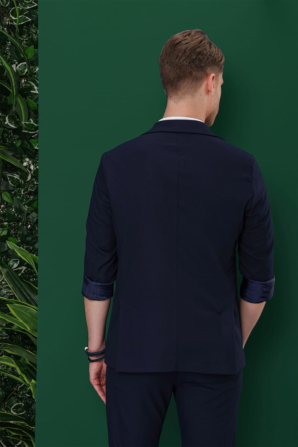 Slim Fit Mono Yaka Torba Cepli Esnek Pamuklu Lacivert Blazer Ceket C 639