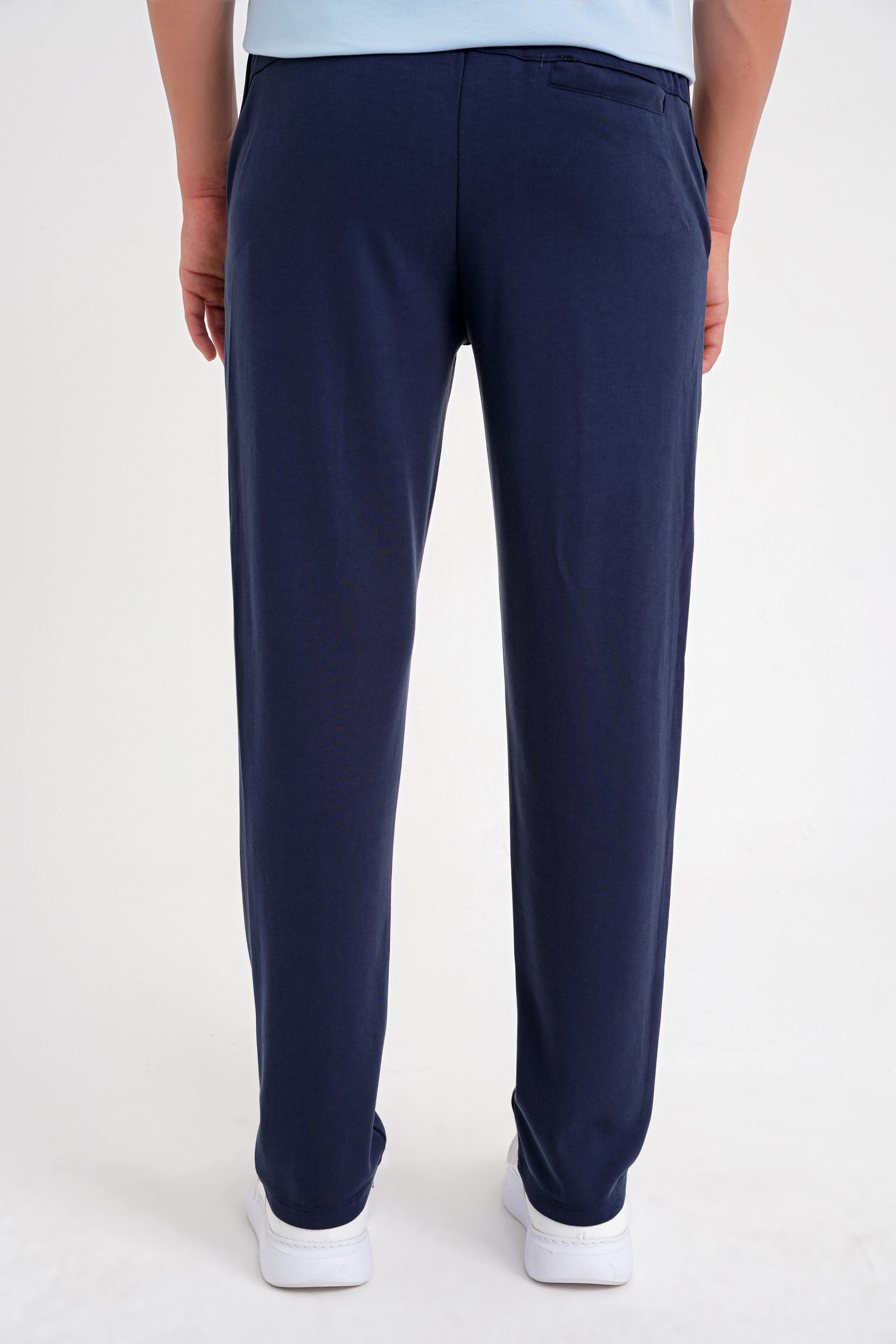 Slim Fit Önden Pens Detaylı Yan Cep %97 Pamuk Lacivert Jogger Pantolon ATP 034