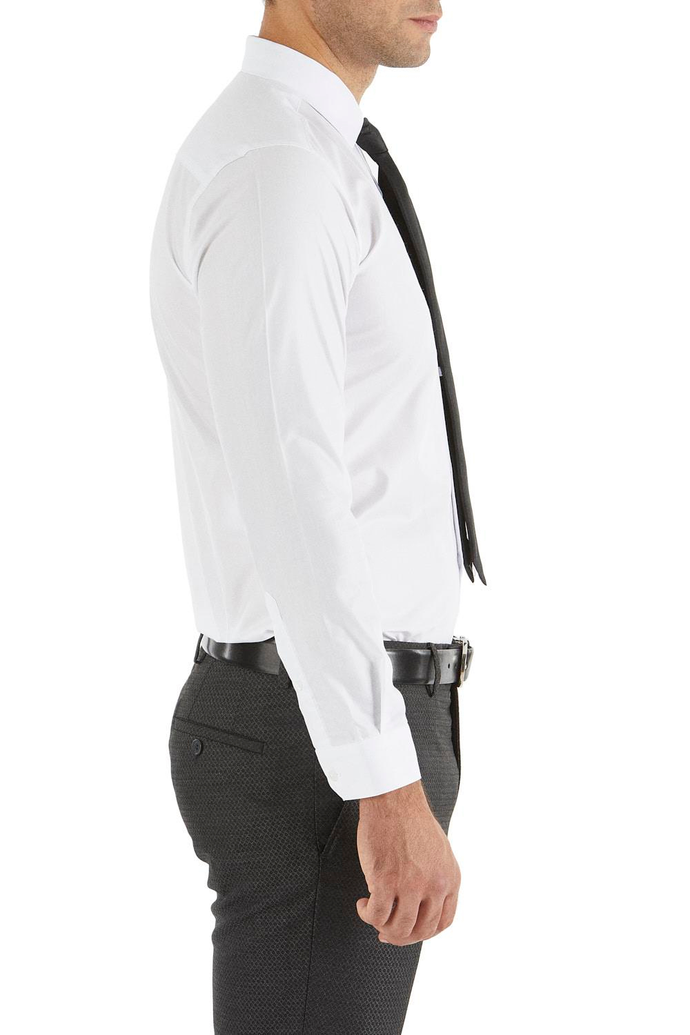 Slim Fit Pamuk Saten Uzun Kol Klasik Beyaz Gömlek  Gk 157