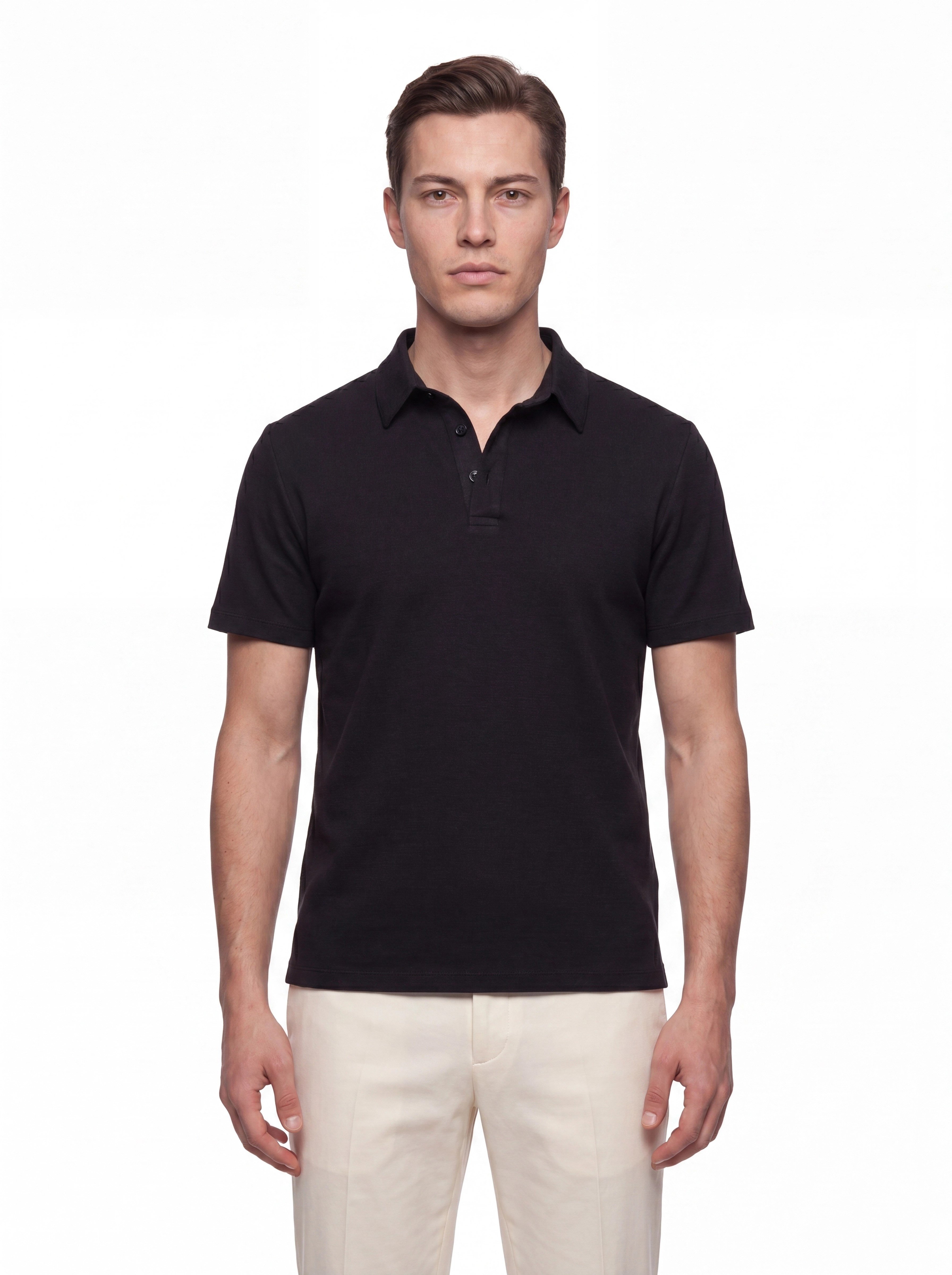 Slim Fit Pamuklu Kıvrılmaz Polo Yaka Siyah Tişört TS 928