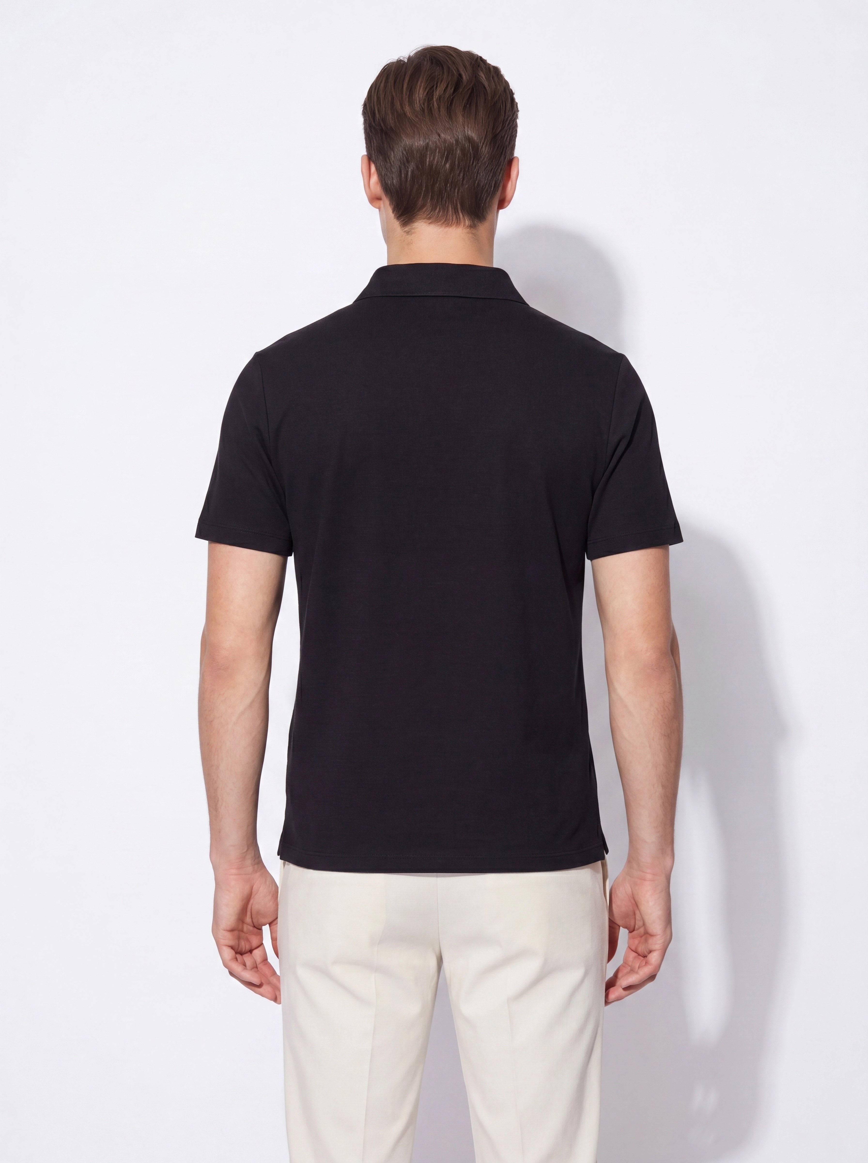 Slim Fit Pamuklu Kıvrılmaz Polo Yaka Siyah Tişört TS 928
