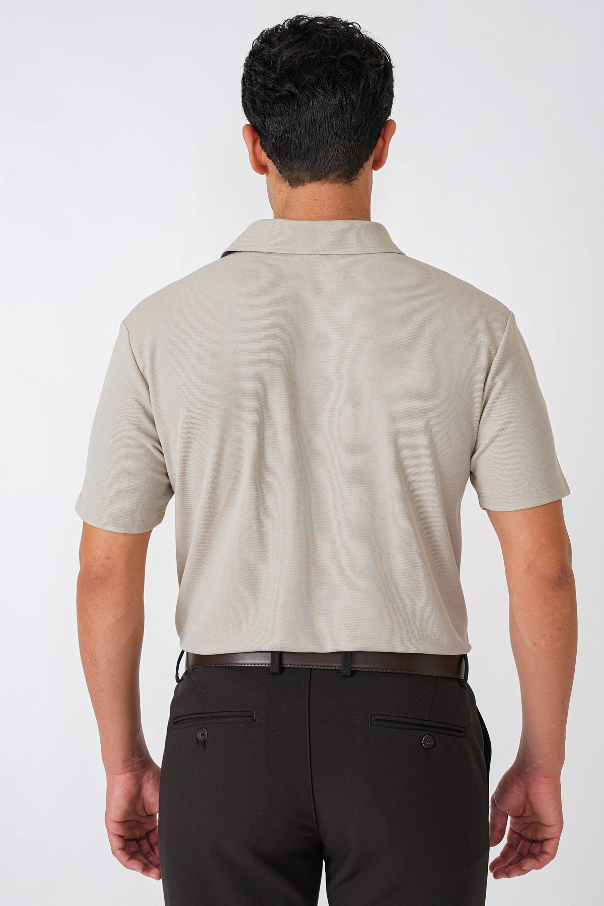 Slim Fit Pamuklu Kıvrılmaz Polo Yaka Taş Tişört TS 928