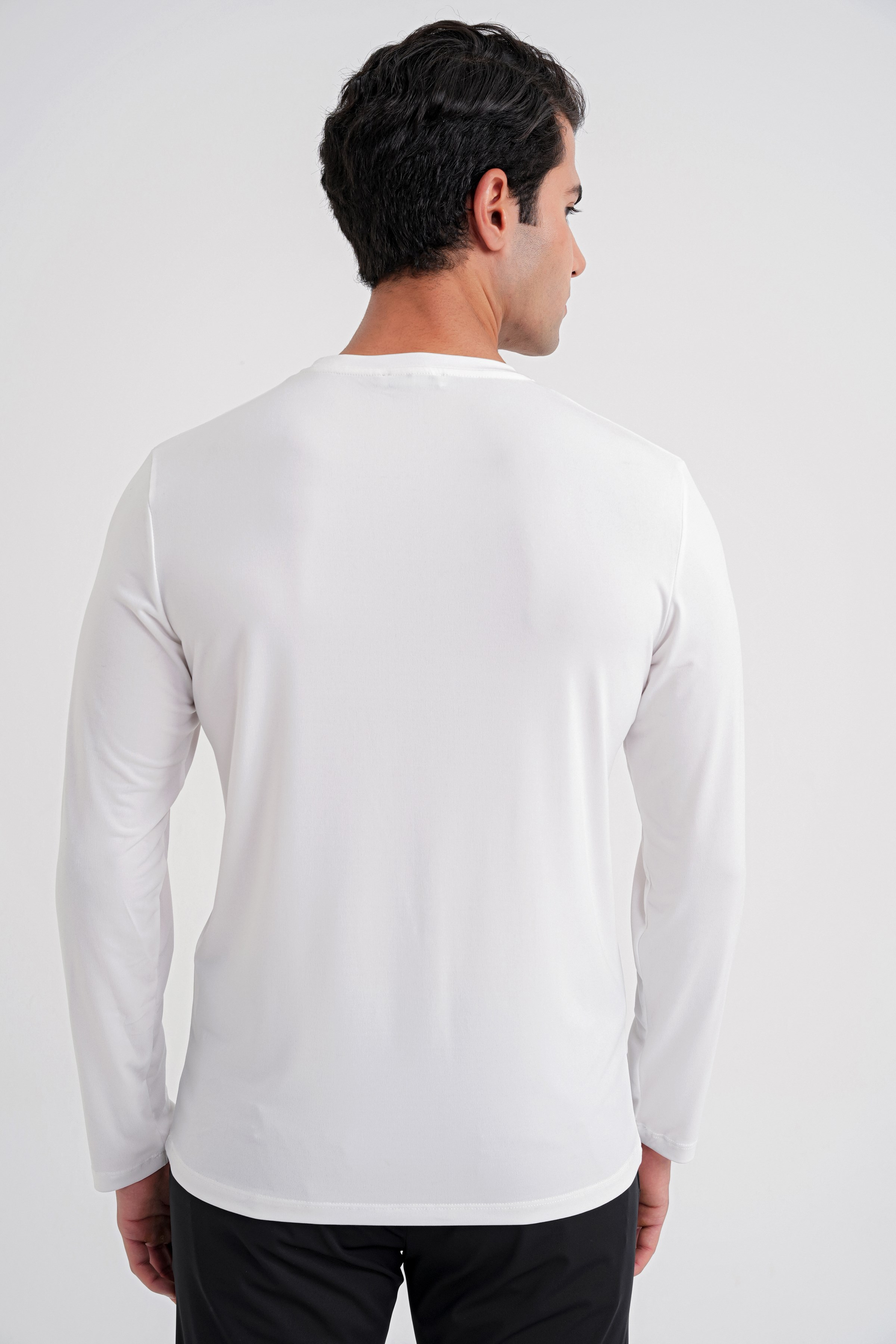Slim Fit Pamuklu Kumaş Uzun Kollu Ekru Tişört TS 917