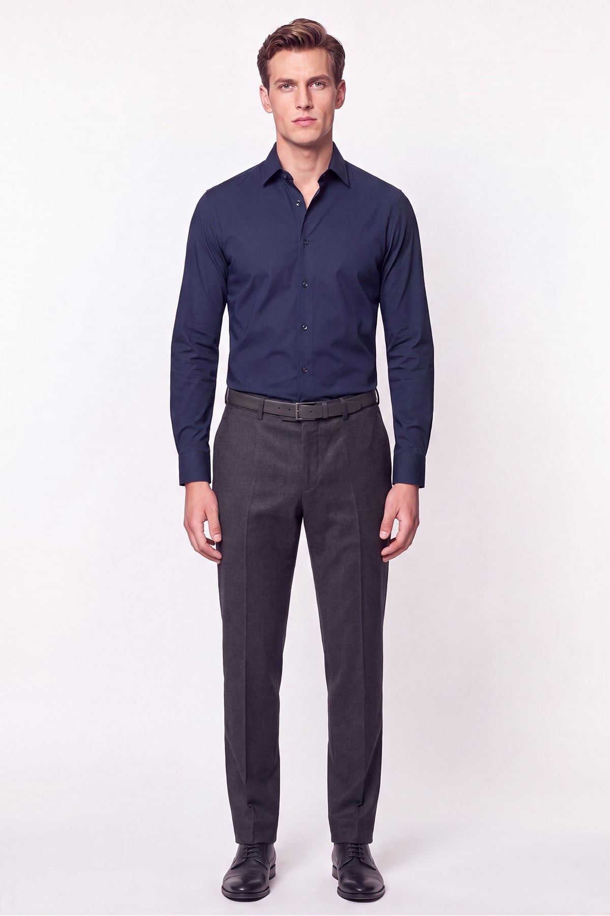 Slim Fit  Pamuklu Lacivert Gömlek G 1607  
