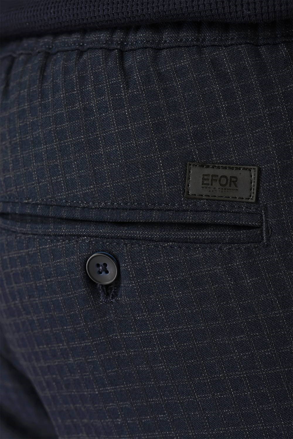 Slim Fit Pileli Beli Lastikli Pötikareli Esnek Pamuk Lacivert Pantolon P 1141