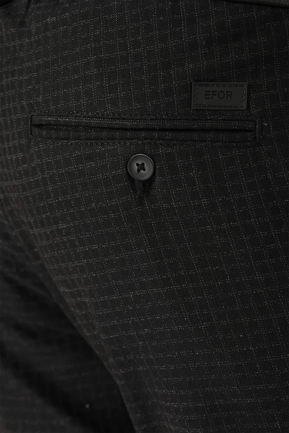 Slim Fit Pileli Beli Lastikli Pötikareli Esnek Pamuk Siyah Pantolon P 1141