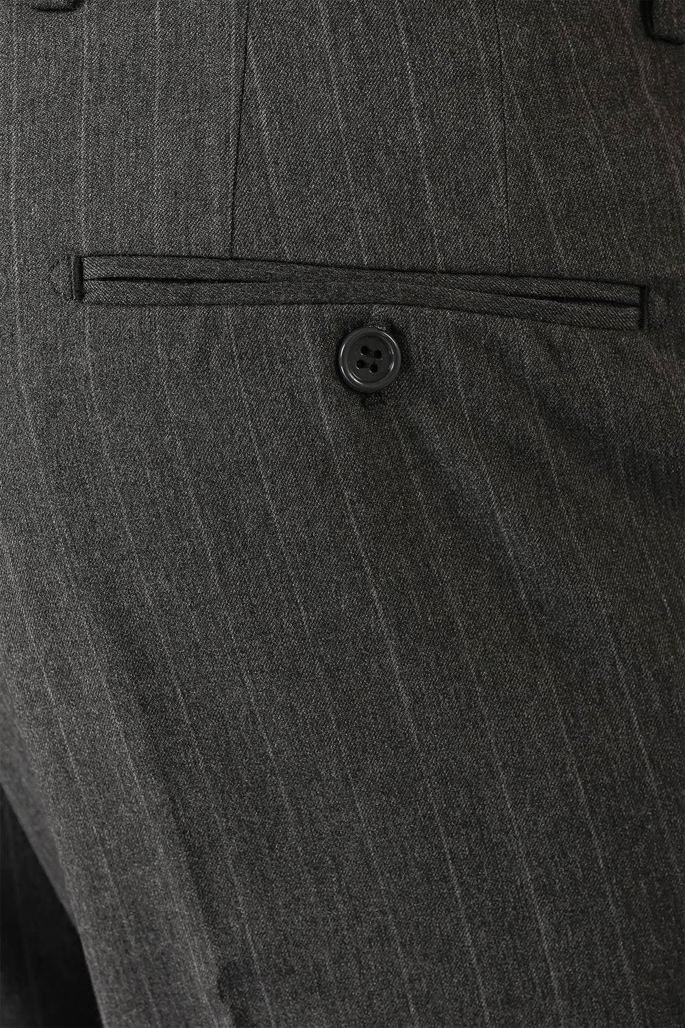 Slim Fit Pileli Esnek Yünlü Çizgili Füme Kumaş Pantolon P 1133
