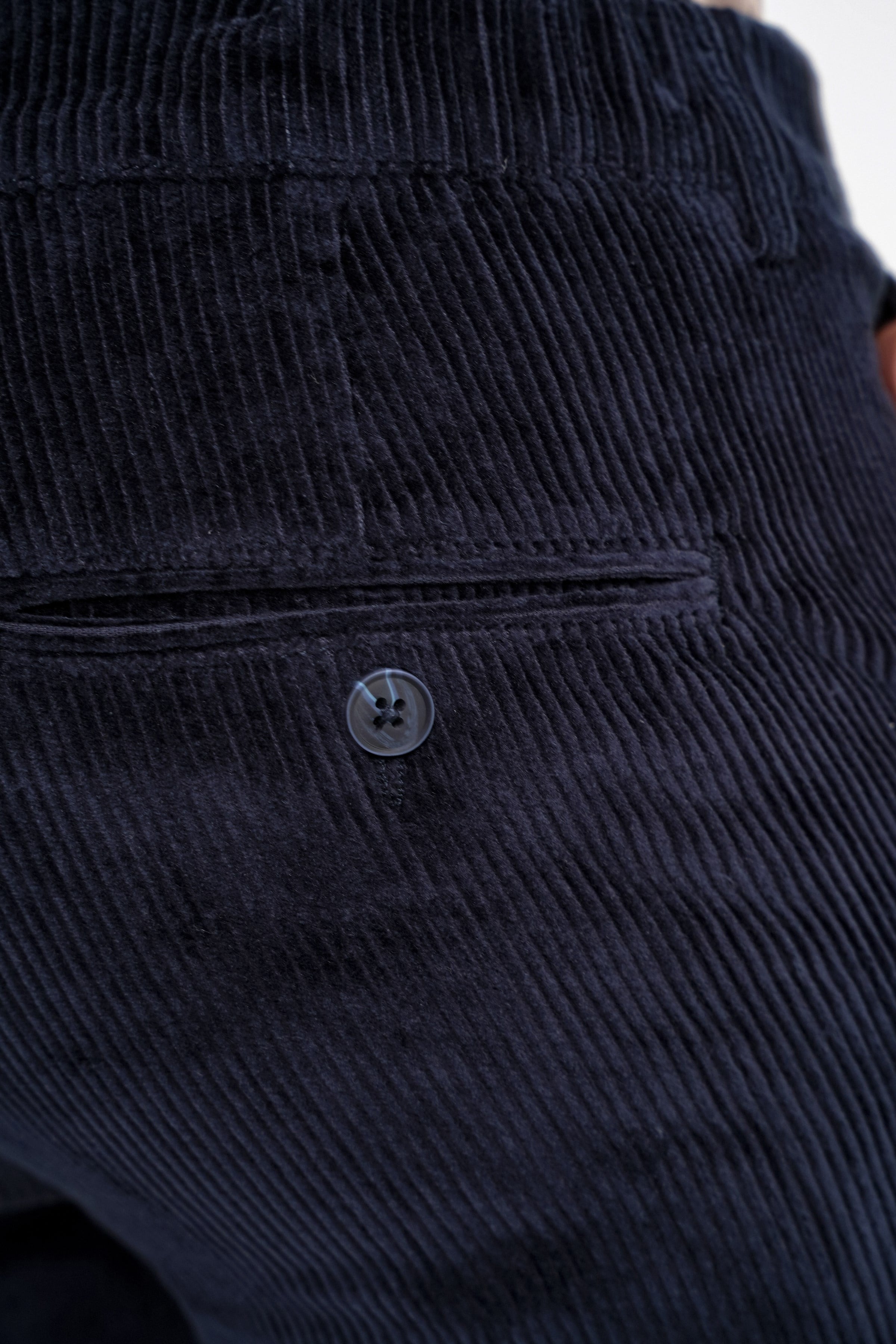 Slim Fit Pilesiz Esnek Pamuklu Lacivert Fitilli Kadife Pantolon P 1199