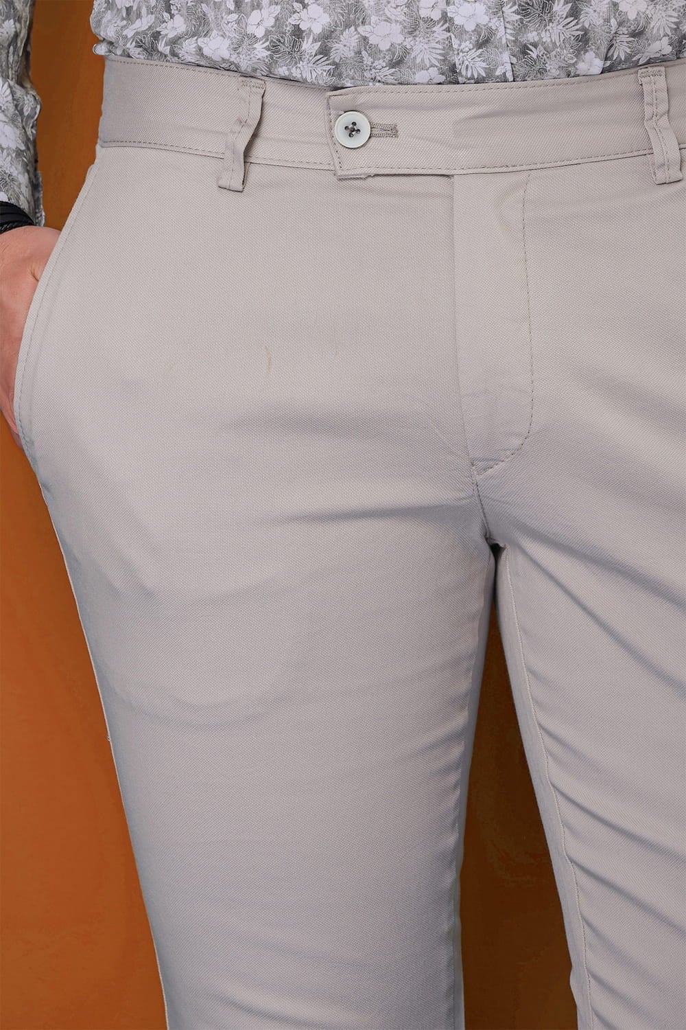 Slim Fit Pilesiz Yan Cepli Esnek %97 Pamuk Taş Chino Pantolon P 1112