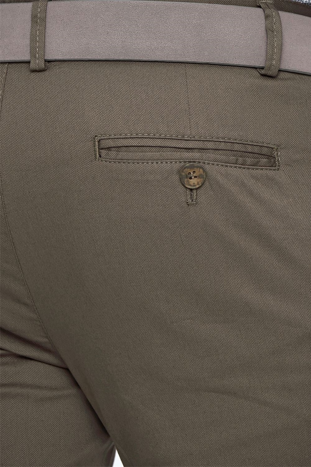 Slim Fit Pilesiz Yan Cepli Esnek %97 Pamuk Toprak Chino Pantolon P 1112