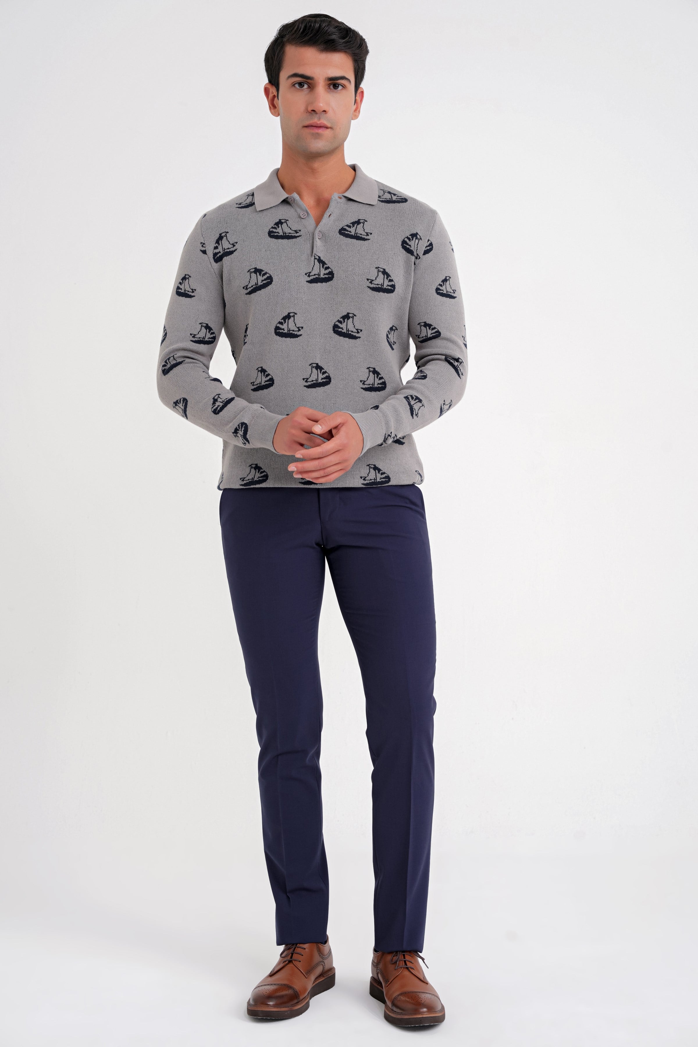 Slim Fit Pilesiz Yan Cepli Esnek Yün Lacivert Kumaş Pantolon P 1091