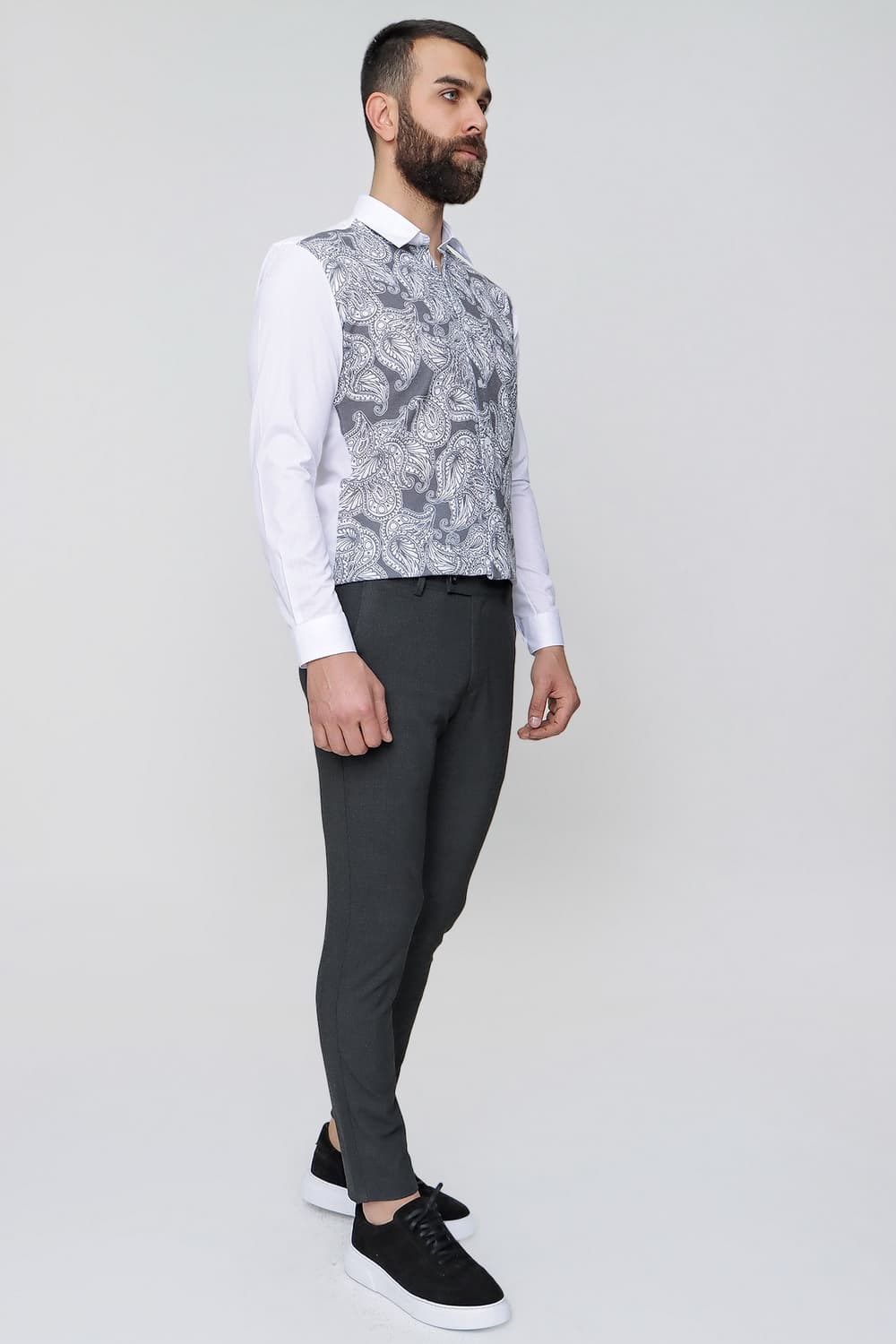 Slim Fit Pilesiz Yan Cepli Esnek Yünlü Antrasit Pantolon P 1074