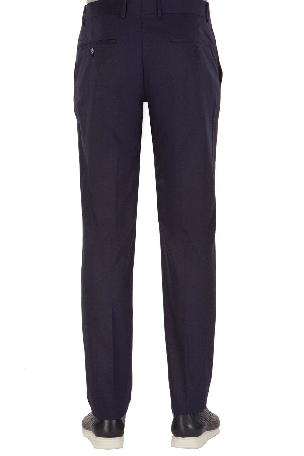 Slim Fit Pilesiz Yan Cepli Esnek Yünlü Lacivert Kumaş Pantolon P 1015