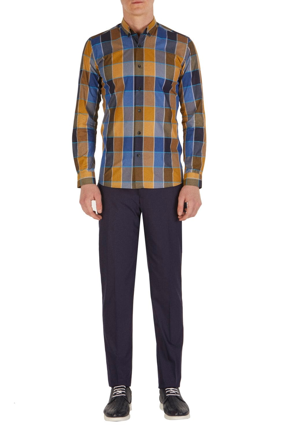 Slim Fit Pilesiz Yan Cepli Esnek Yünlü Lacivert Kumaş Pantolon P 1015