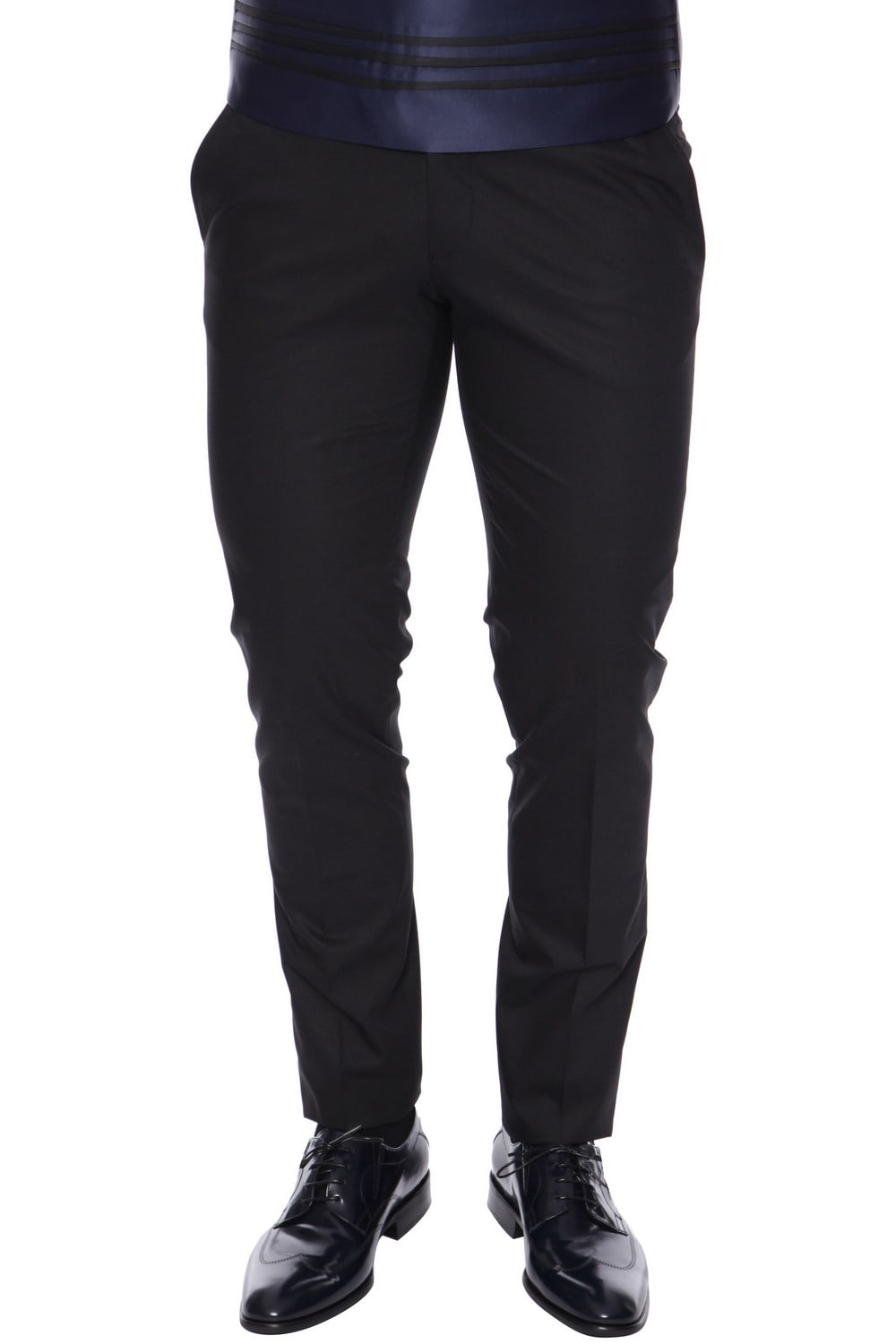 Slim Fit Pilesiz Yan Cepli Esnek Yünlü Siyah Kumaş Pantolon P 1015