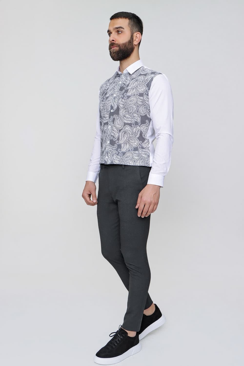 Slim Fit Pilesiz Yan Cepli Esnek Yünlü Antrasit Pantolon P 1074