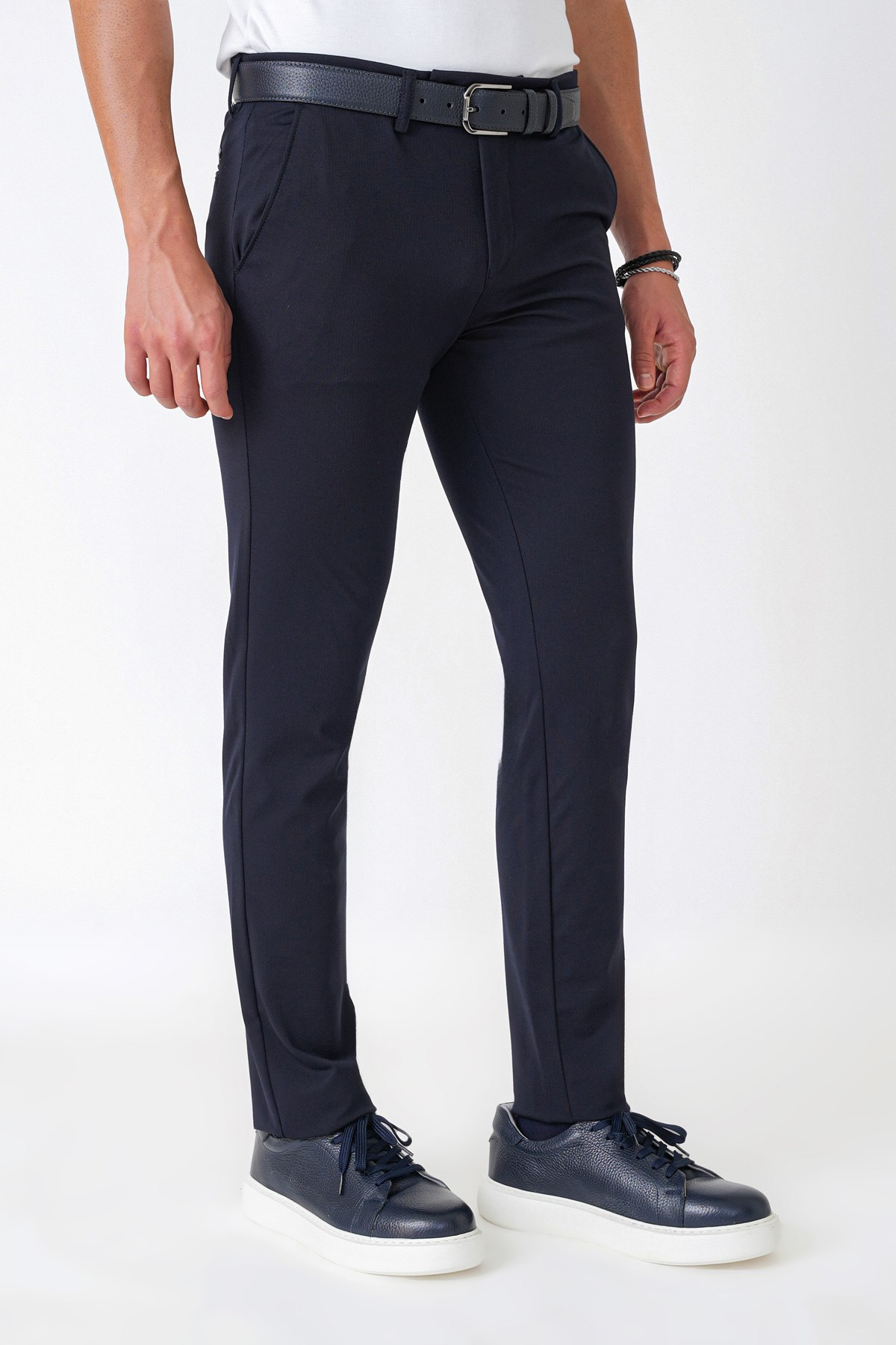 Slim Fit Rayon Karışımlı Esnek Pamuk Lacivert Pantolon P 1227