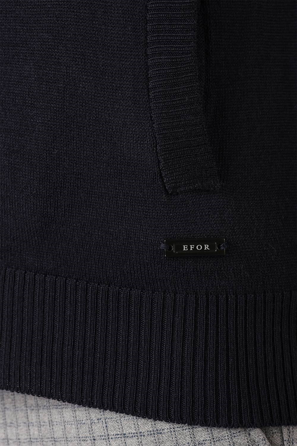 Slim Fit Ribanalı Lacivert Yünlü Fermuarlı Hırka Triko Kazak TR 860