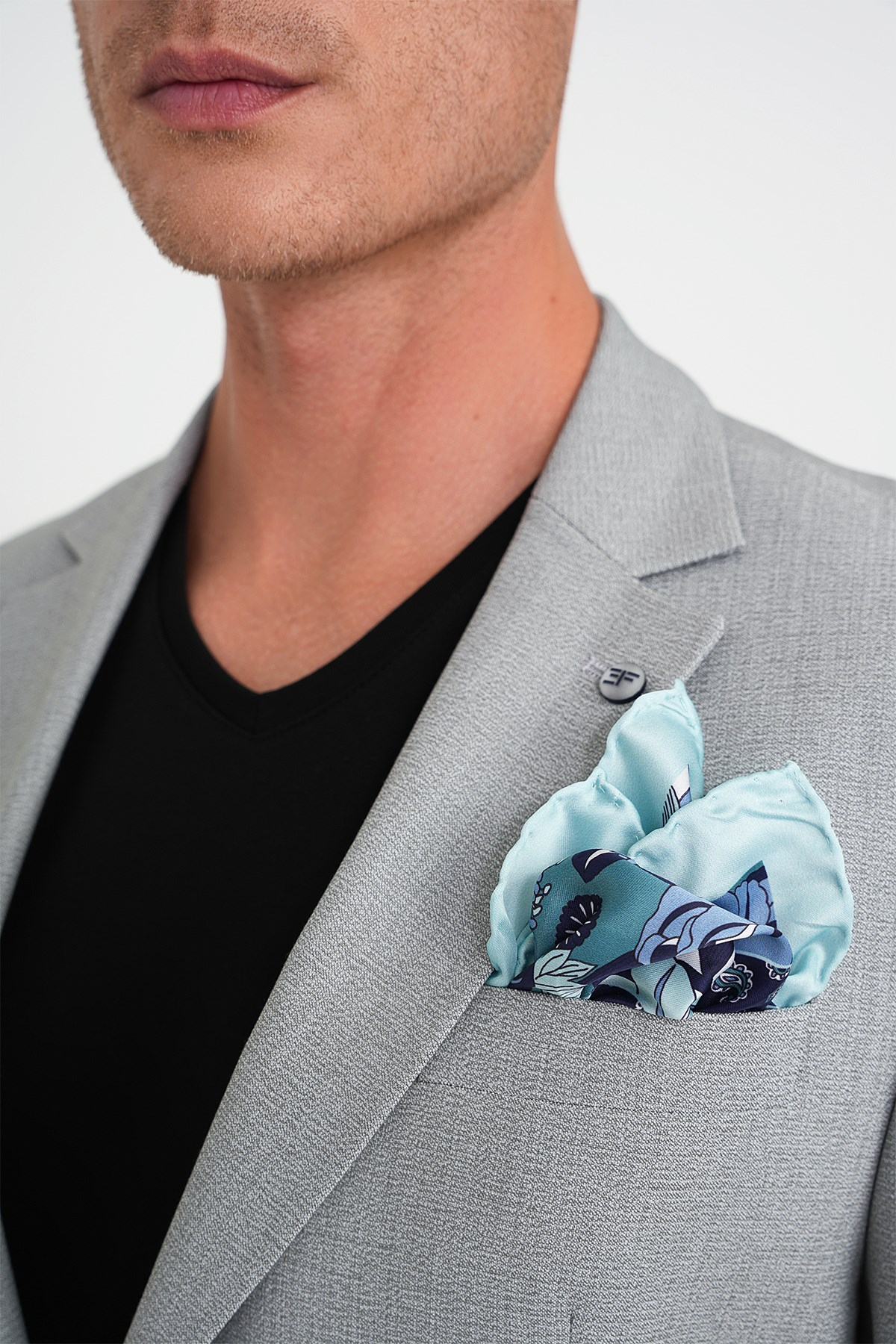 Slim Fit Torba Cep Esnek Pamuk Düz Gri Blazer Ceket C 712