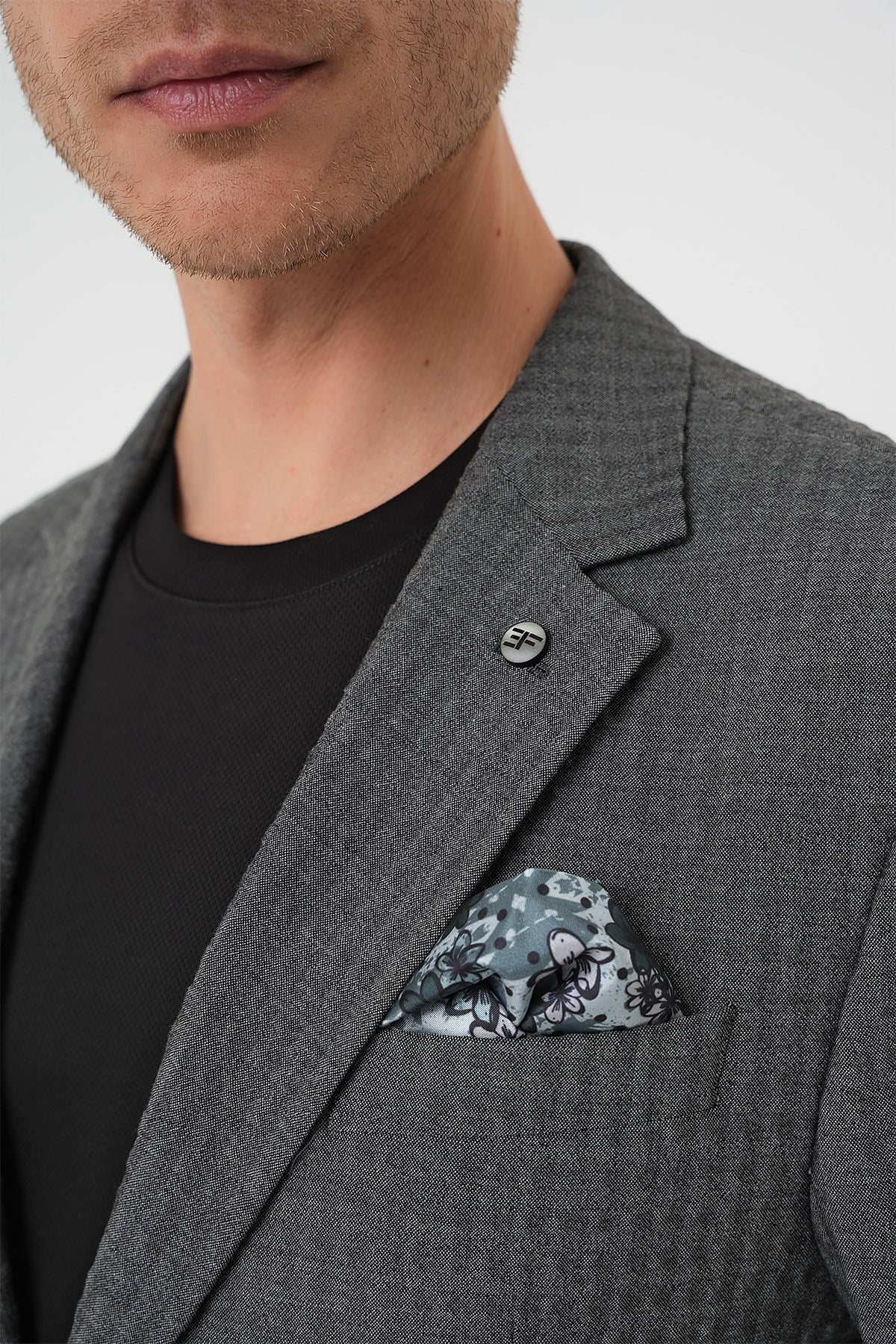 Slim Fit Torba Cep Esnek Pamuklu Gofre Kumaş Antrasit Ceket C 695