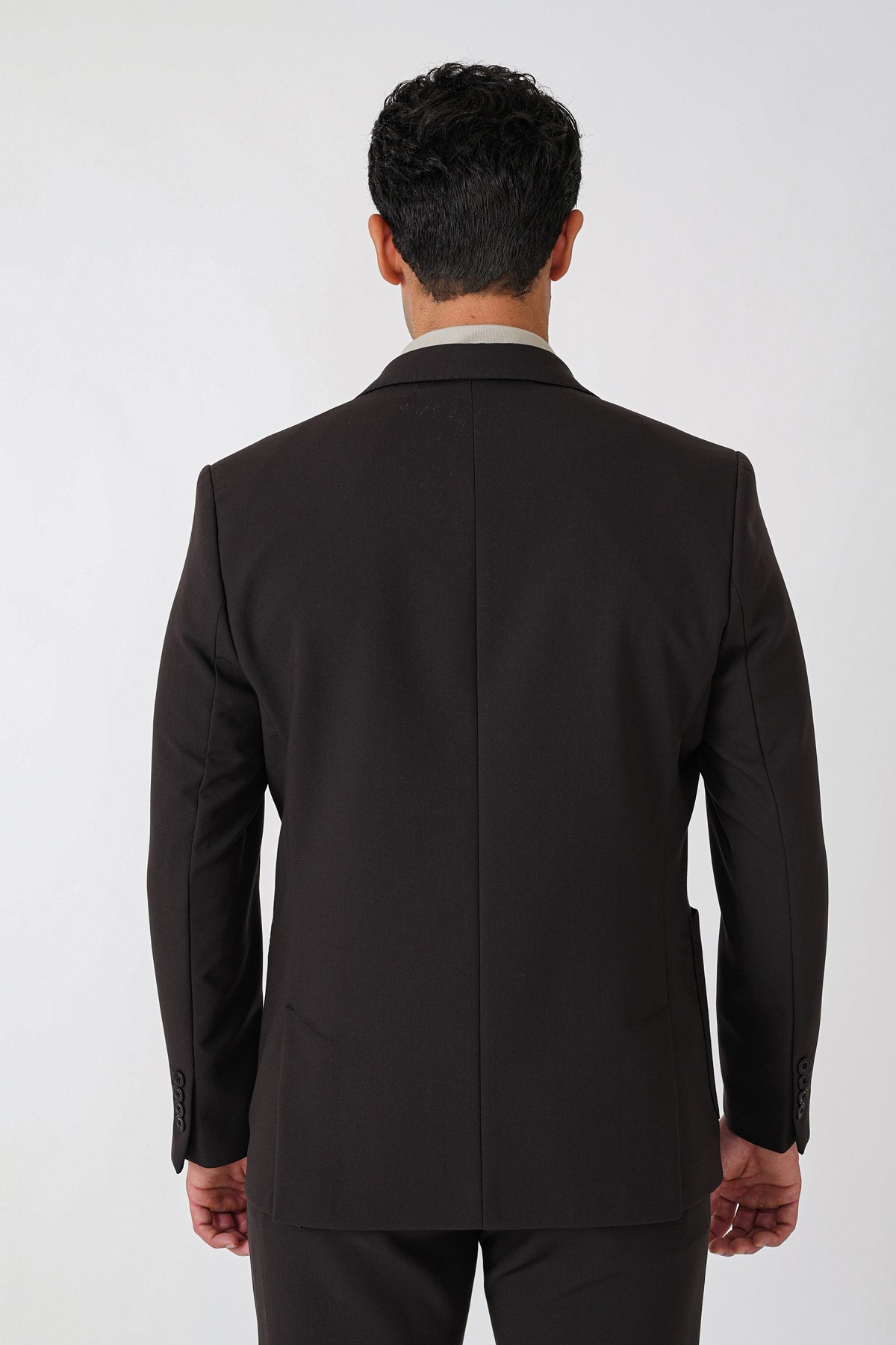 Slim Fit Torba Cep Esnek Pamuklu Kahverengi Ceket C 754