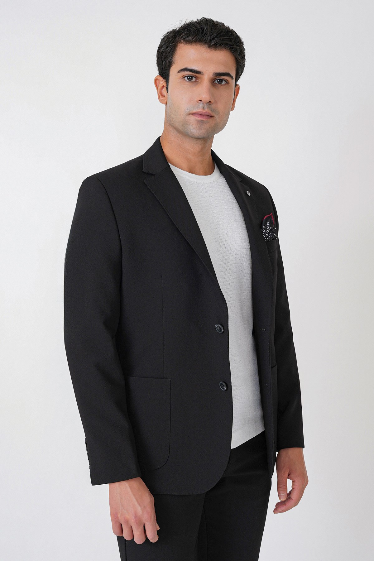 Slim Fit Torba Cep Esnek Pamuklu Siyah Ceket C 754
