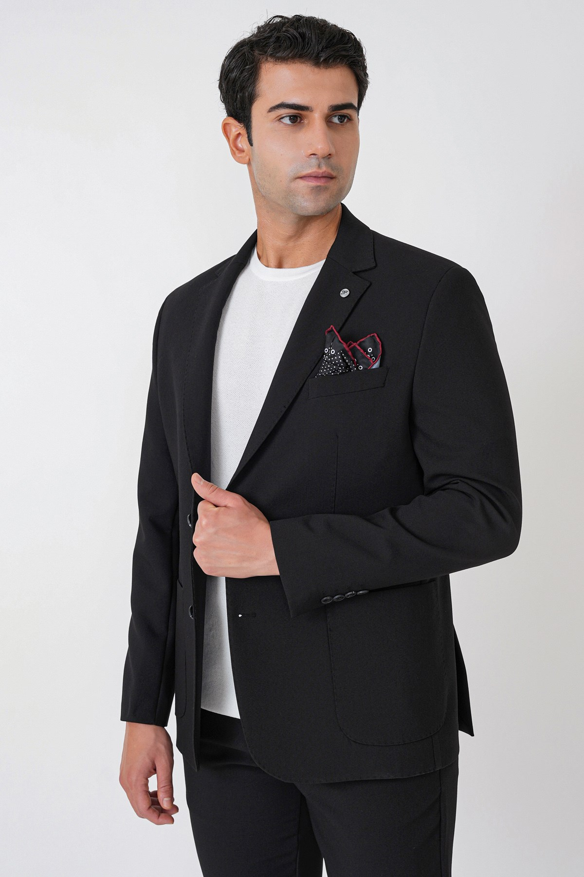 Slim Fit Torba Cep Esnek Pamuklu Siyah Ceket C 754