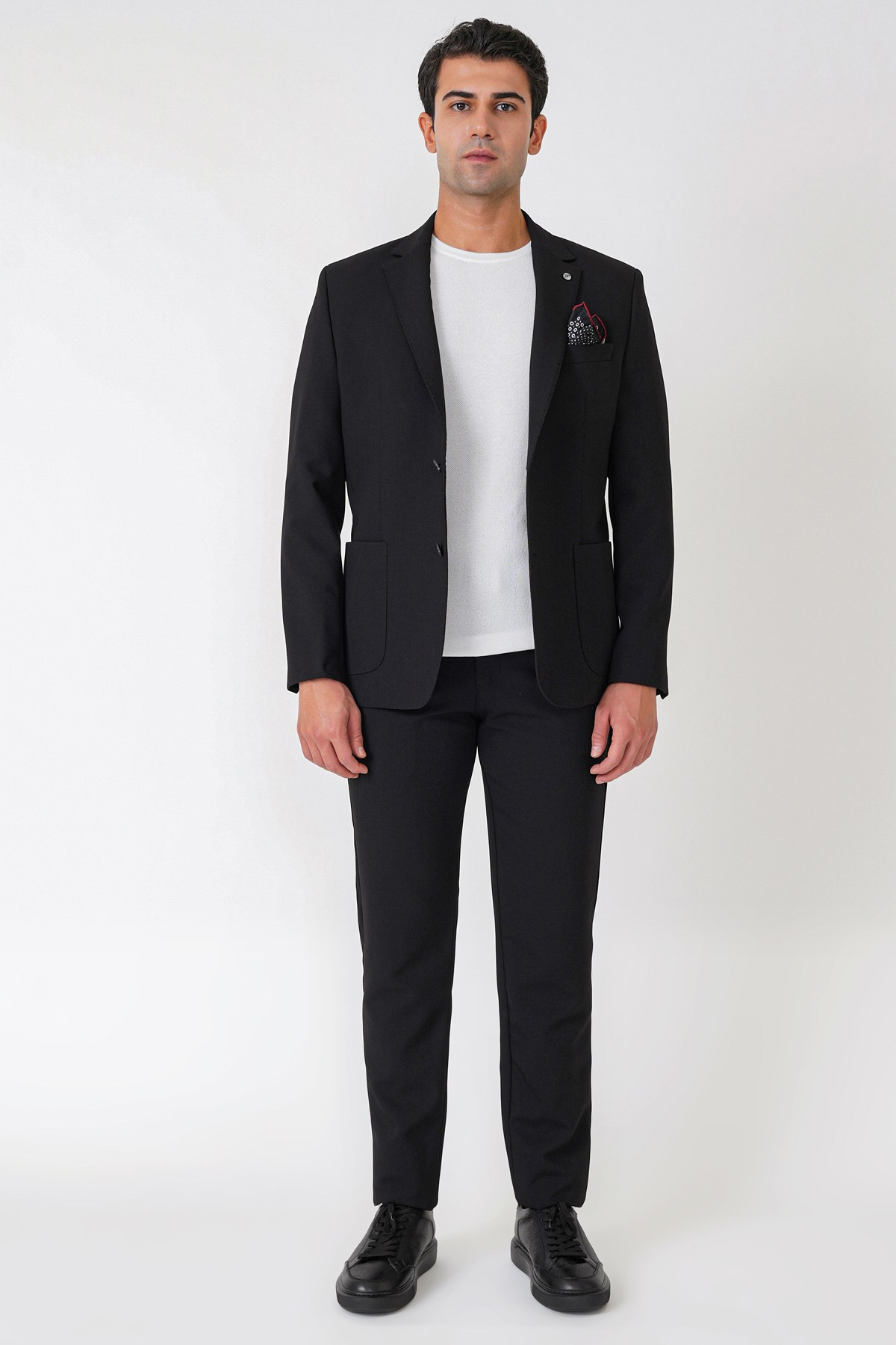 Slim Fit Torba Cep Esnek Pamuklu Siyah Ceket C 754