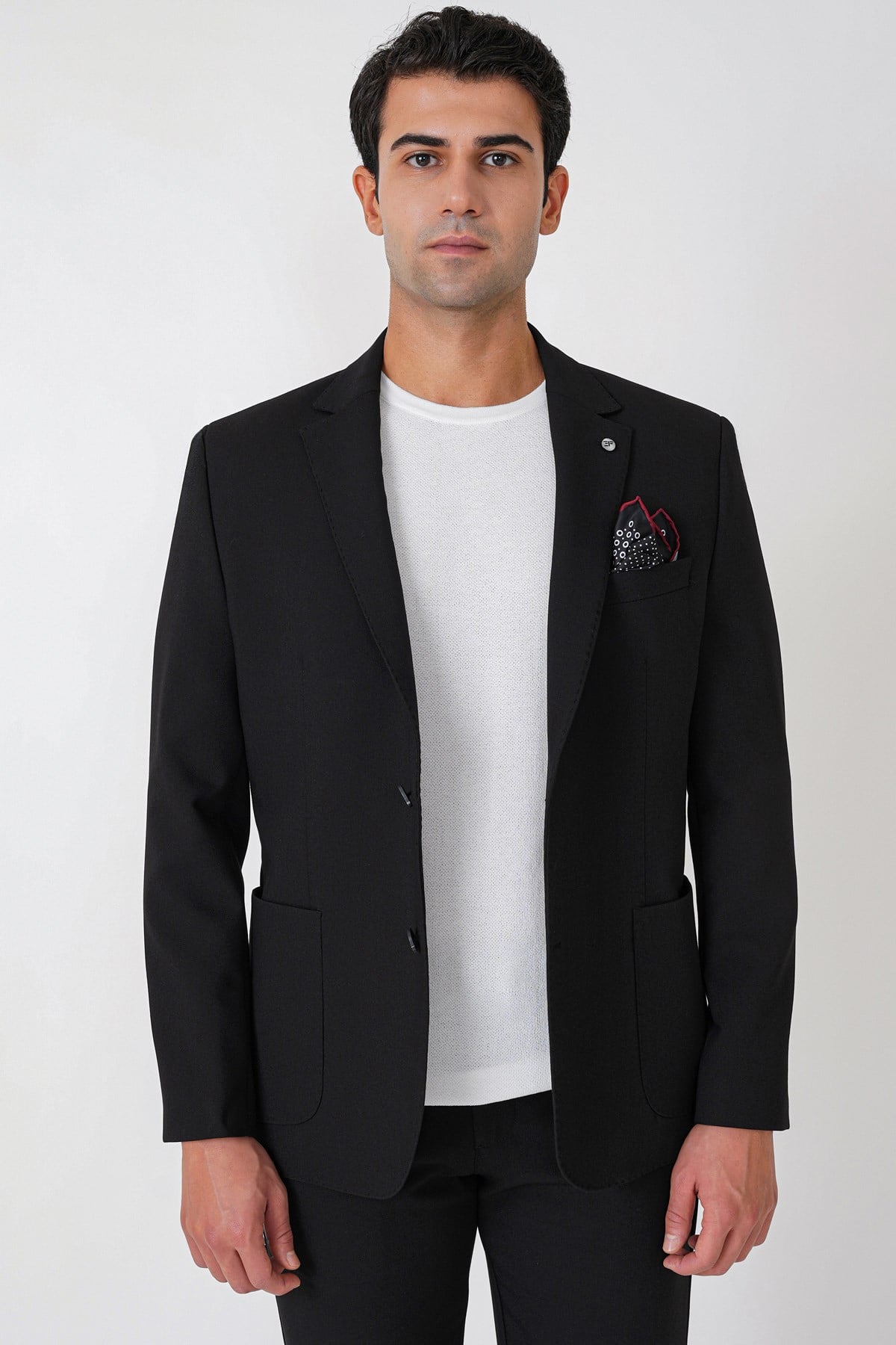Slim Fit Torba Cep Esnek Pamuklu Siyah Ceket C 754