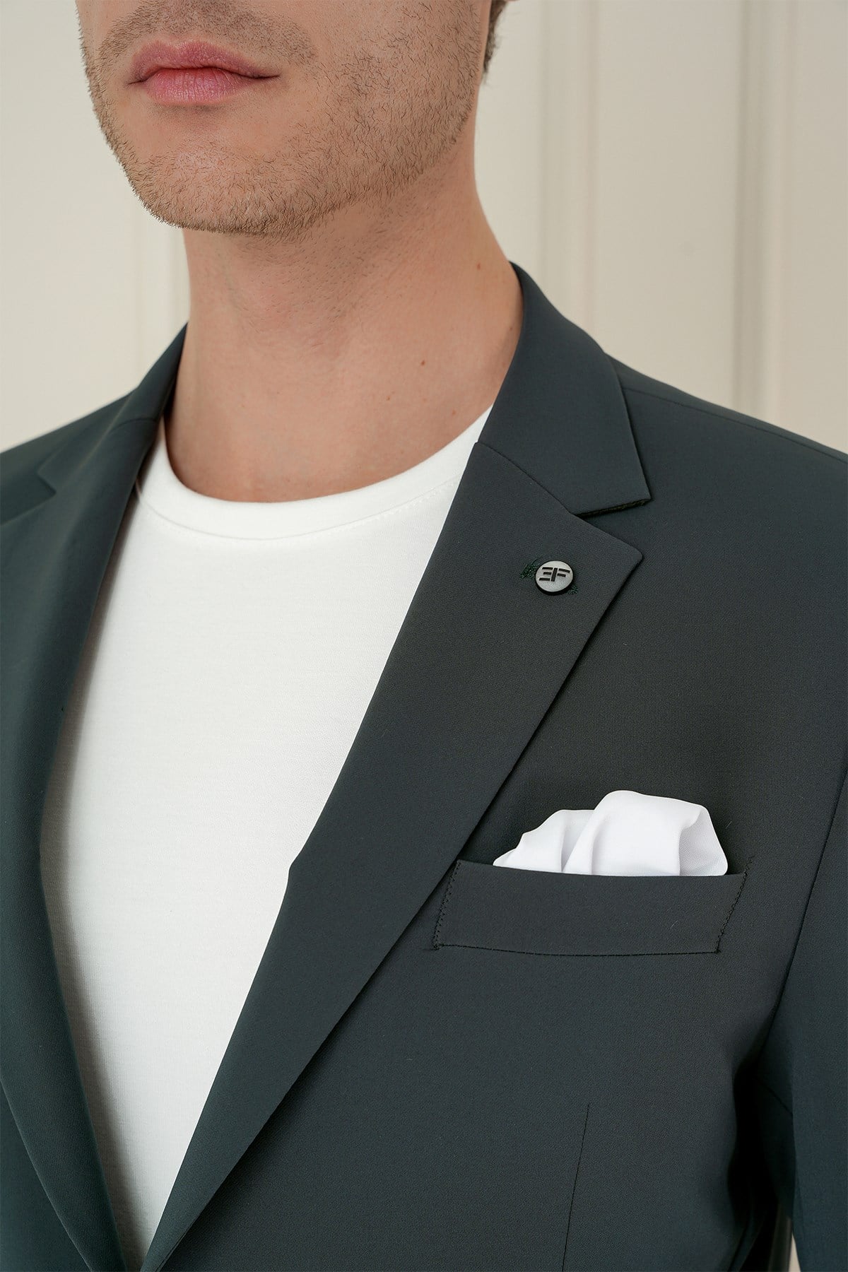 Slim Fit Torba Cep Esnek Spandex Karışımlı Düz Nefti Blazer Ceket C 696