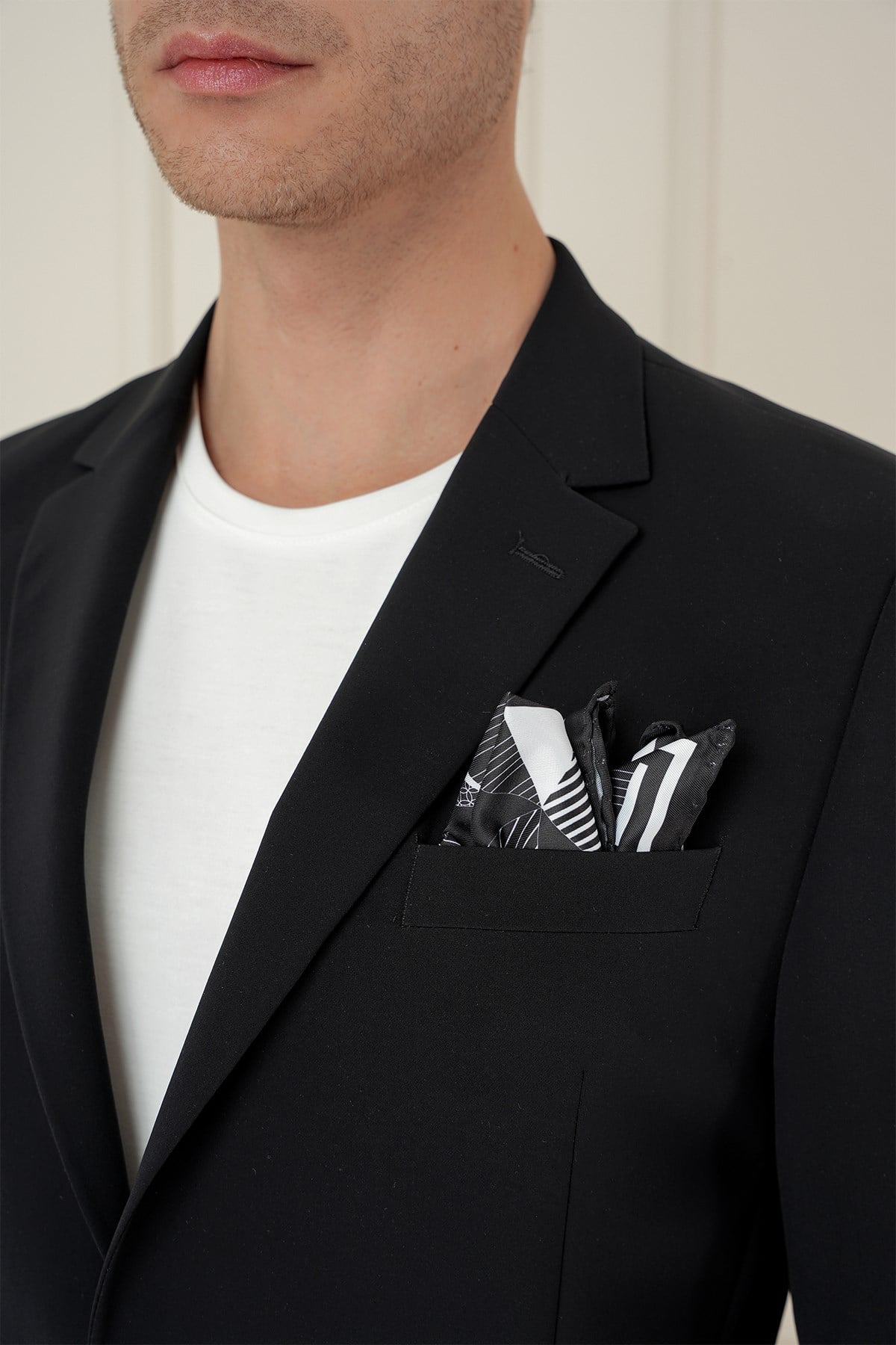 Slim Fit Torba Cep Esnek Spandex Karışımlı Düz Siyah Blazer Ceket C 696
