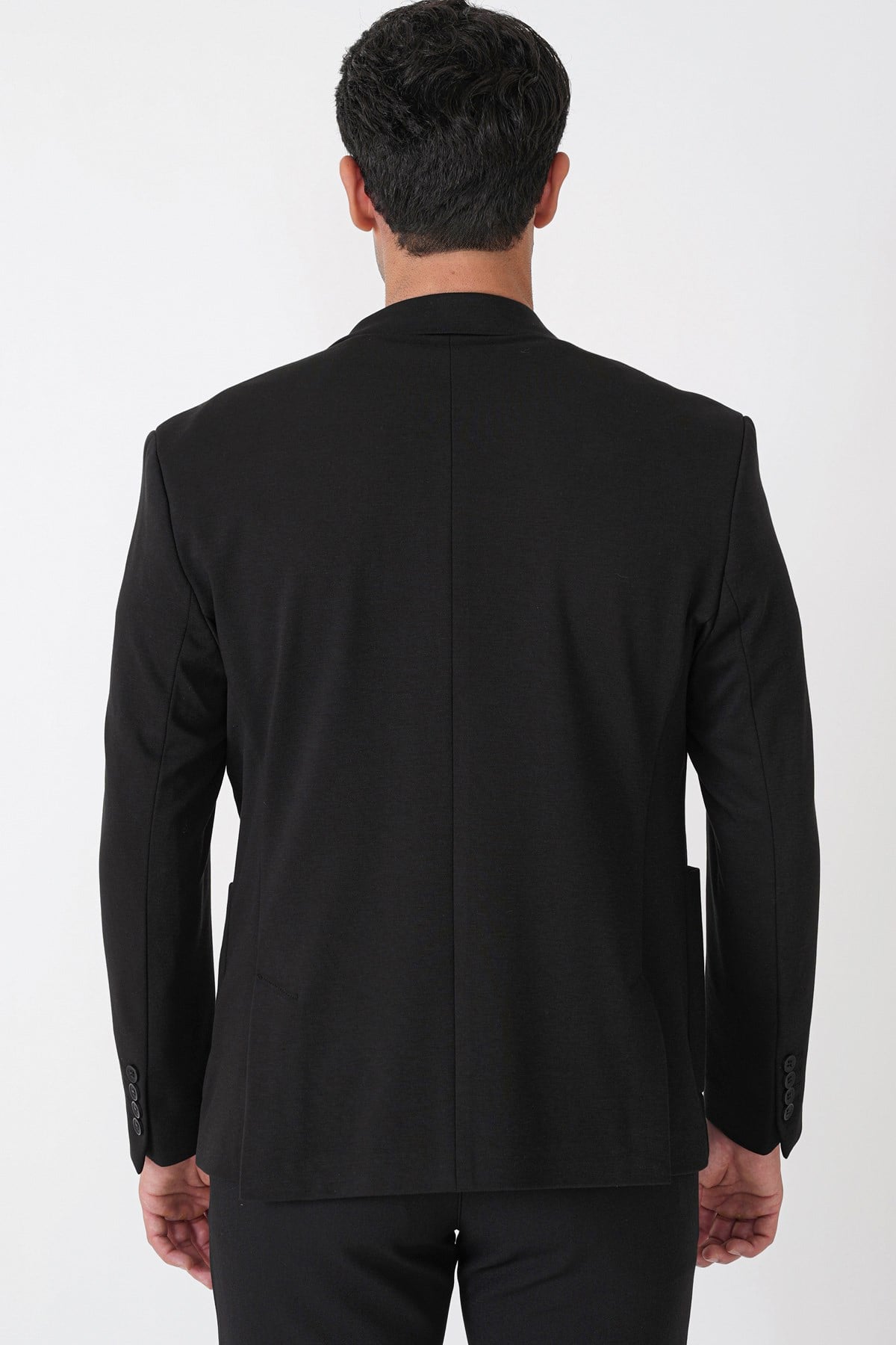 Slim Fit Torba Cep Esnek Tencel Kumaş Siyah Ceket C 751