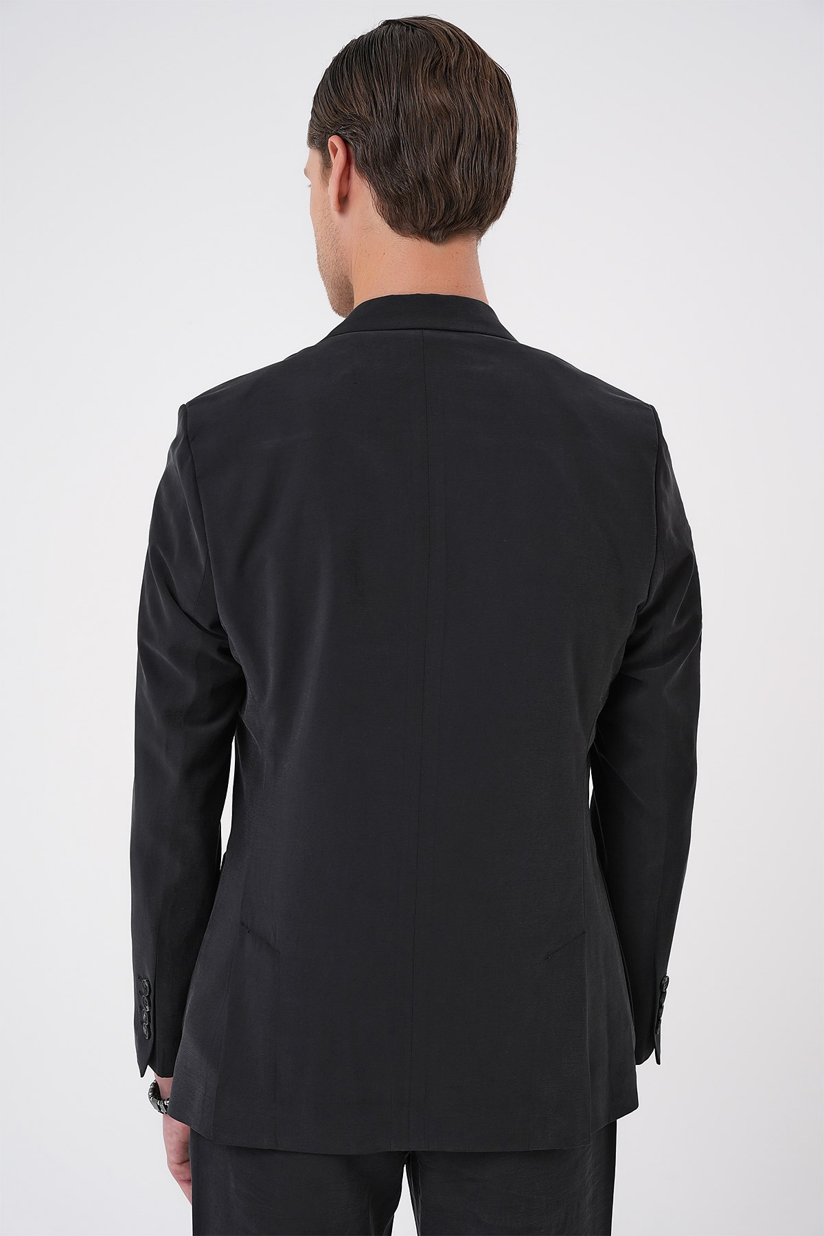 Slim Fit Torba Cep Spandex Karışımlı Esnek Siyah Ceket C 714