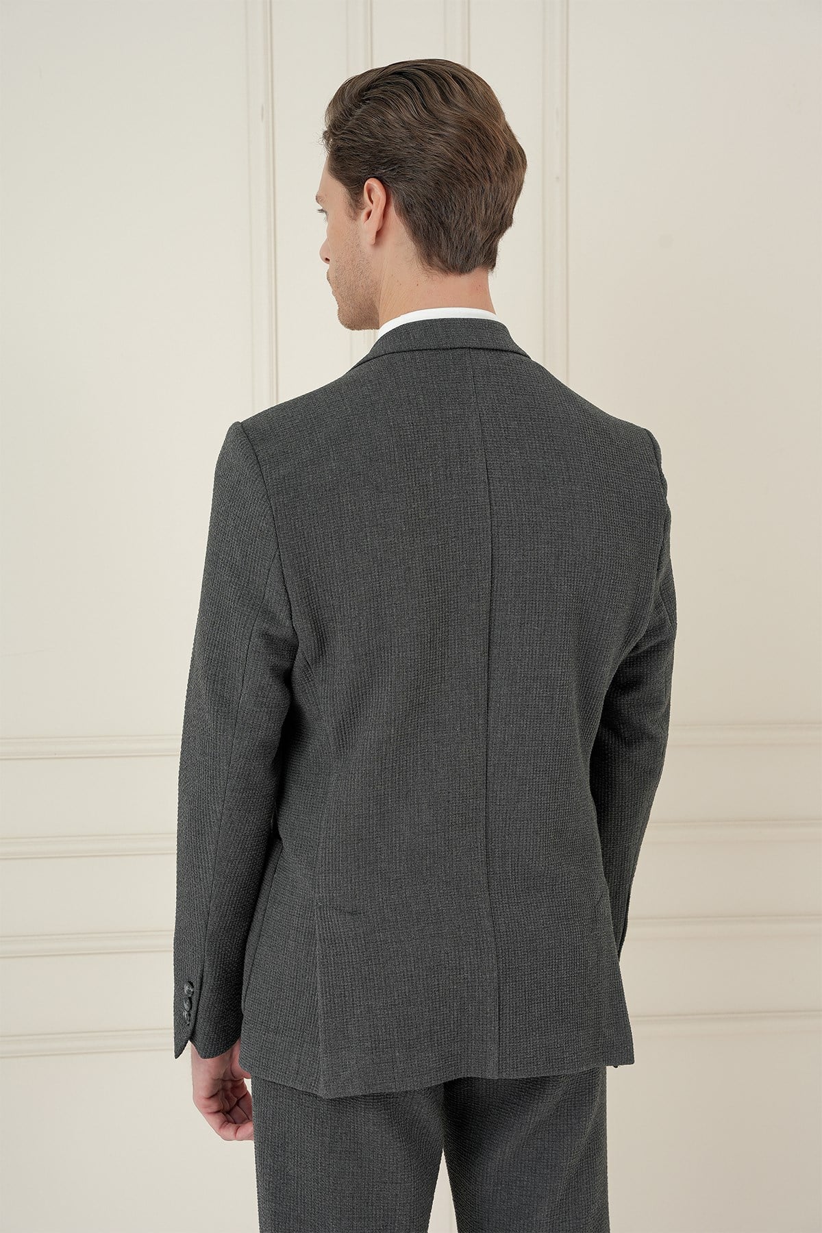 Slim Fit Torba Cepli Esnek Pamuklu Füme Ceket C 694