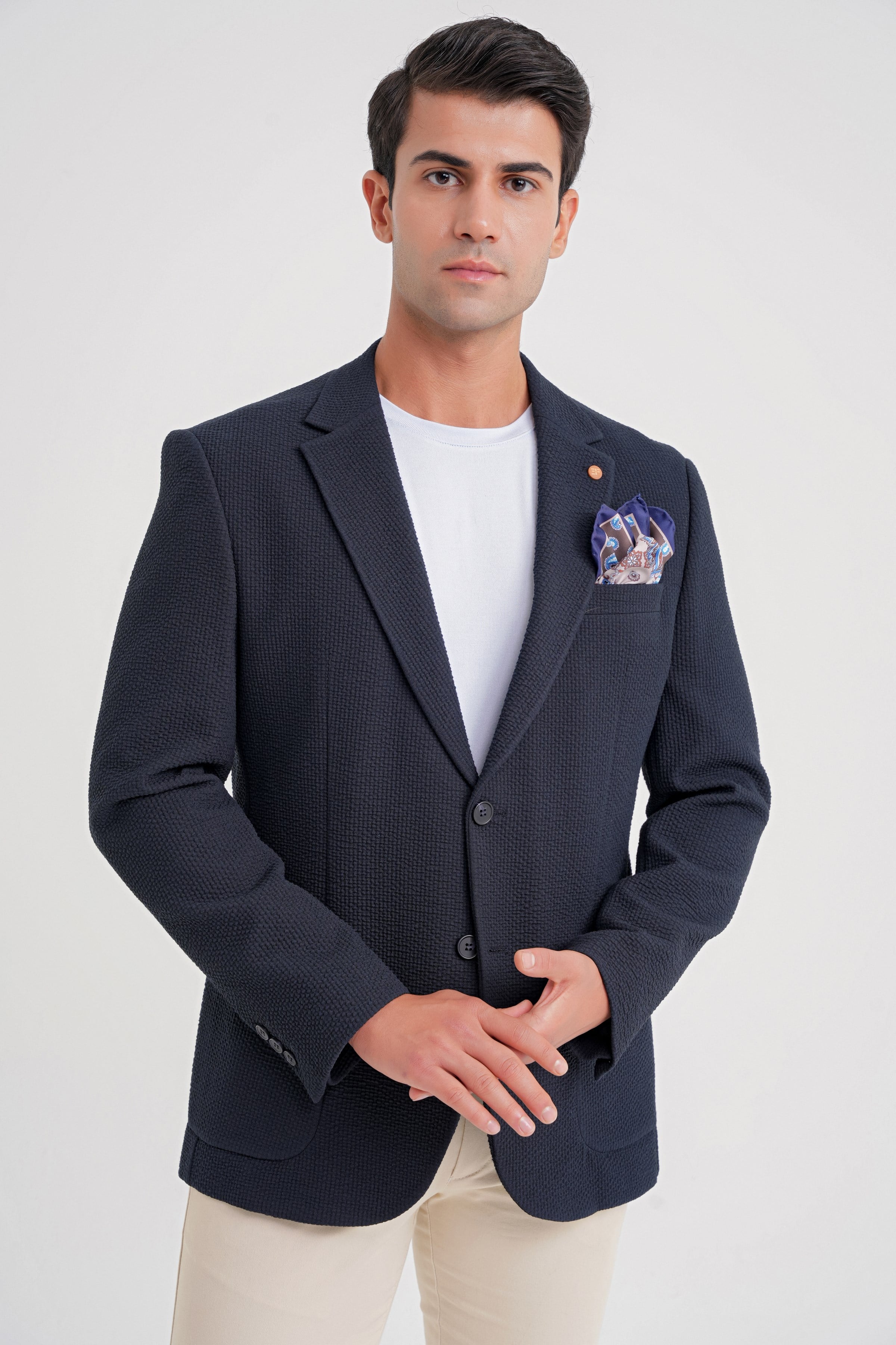 Slim Fit Torba Cepli Esnek Pamuklu Lacivert Ceket C 694