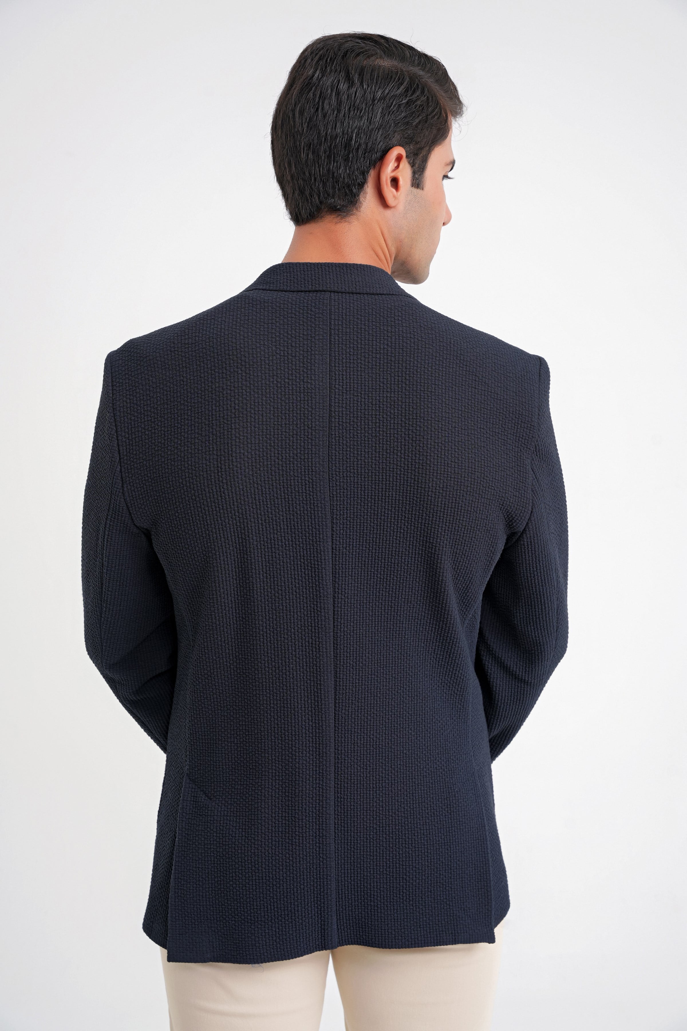 Slim Fit Torba Cepli Esnek Pamuklu Lacivert Ceket C 694