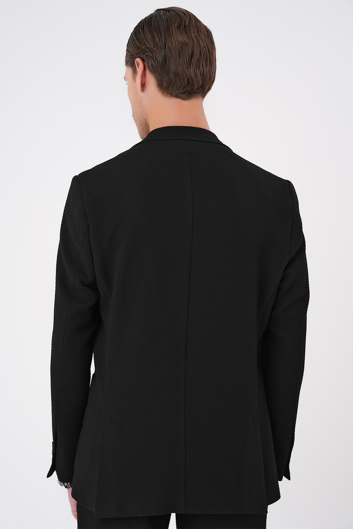 Slim Fit Torba Cepli Esnek Pamuklu Nero Siyah Ceket C 694