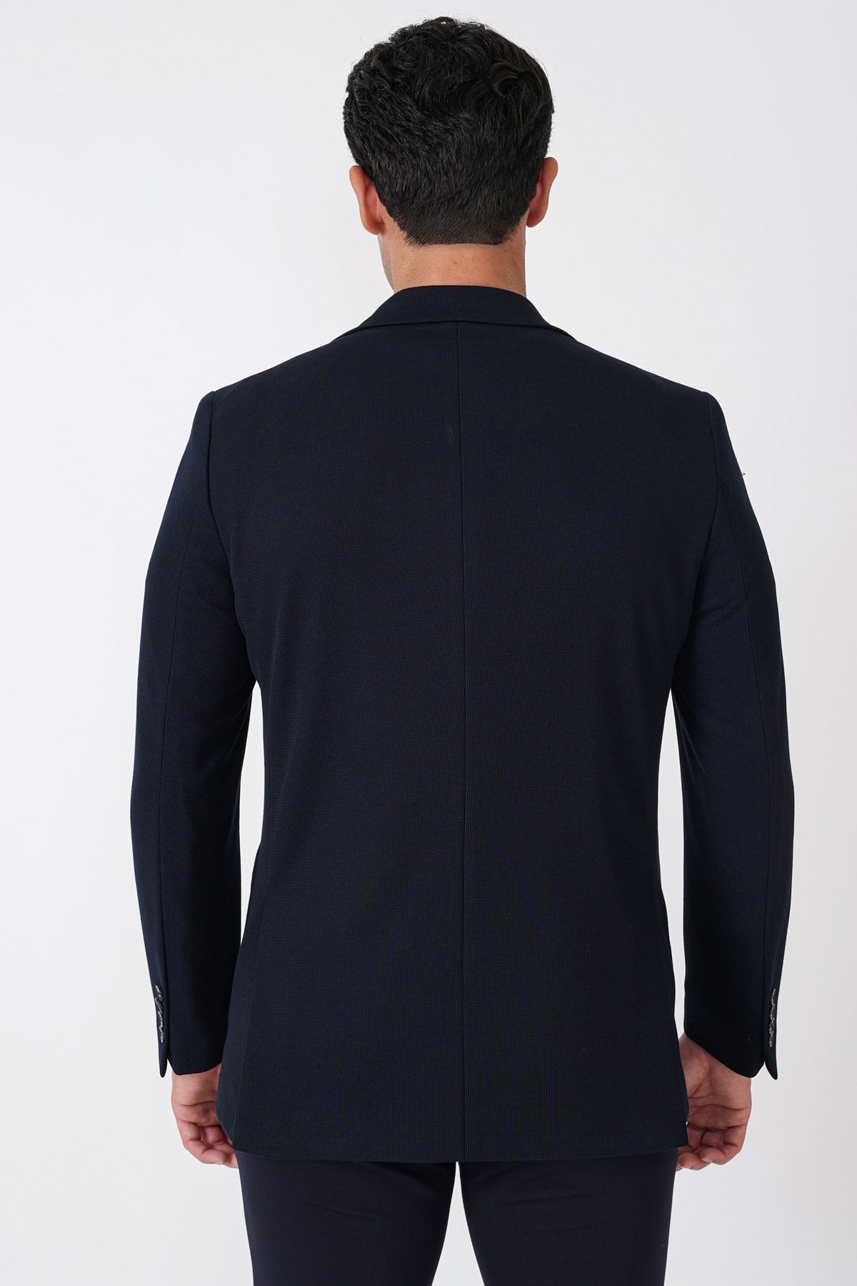 Slim Fit Torba Cepli Esnek Yünlü Lacivert Ceket C 745