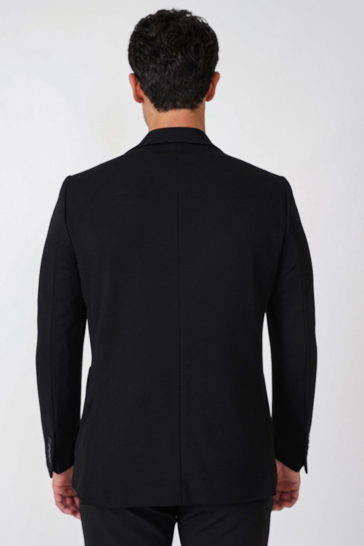 Slim Fit Torba Cepli Esnek Yünlü Siyah Ceket C 745
