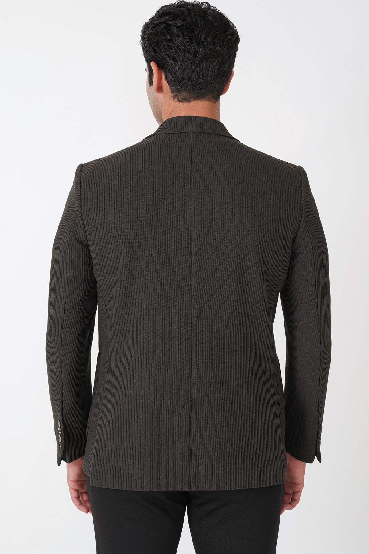 Slim Fit Torba Cepli Fitilli Dokuma Esnek Yünlü Haki Ceket C 747