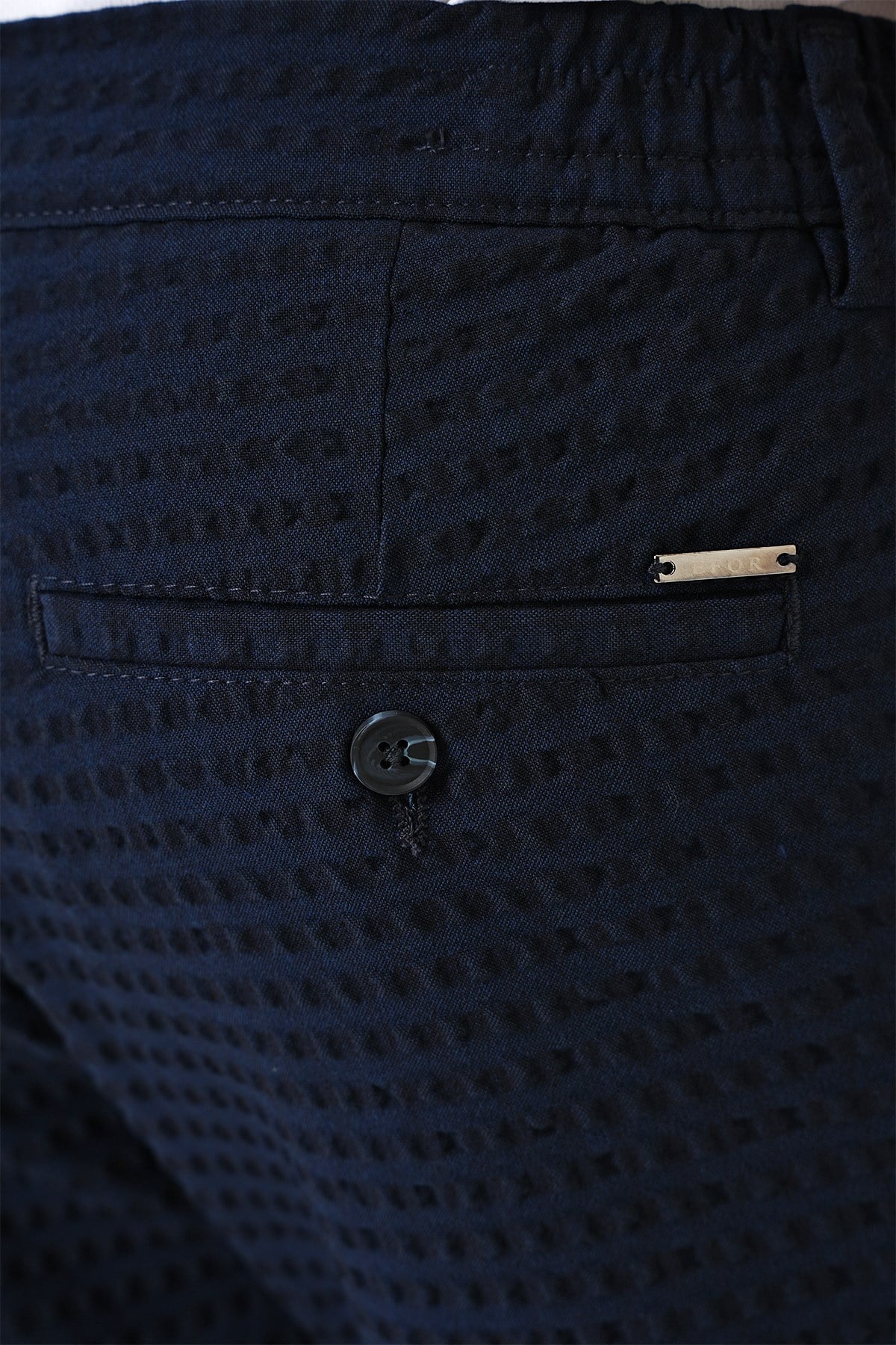 Slim Fit Waffle Kumaş Esnek Pamuk Lacivert Pantolon P 1168