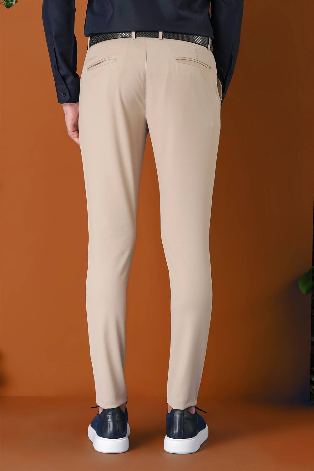 Slim Fit Yan Cep Esnek Pamuk Casual Bej Pantolon P 1147