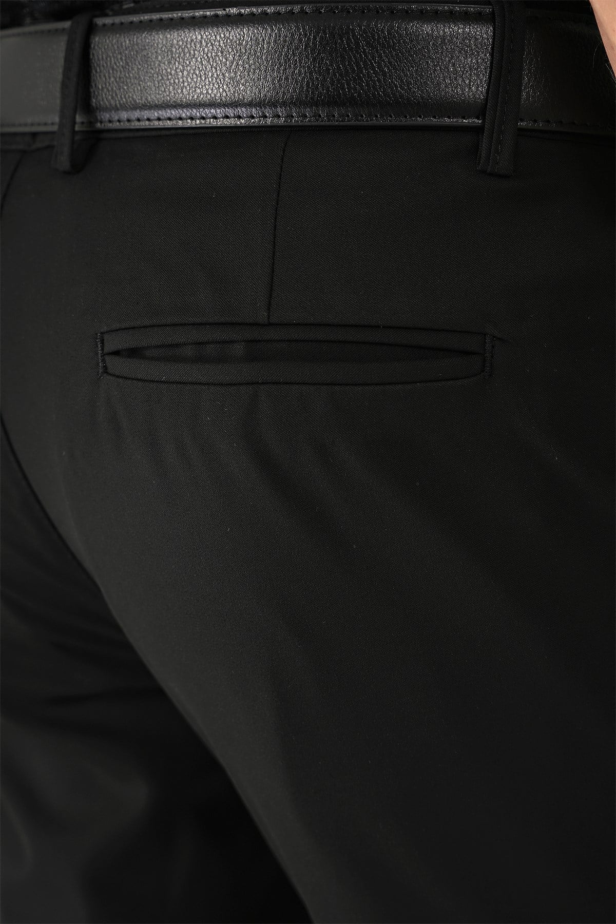 Slim Fit Yan Cep Esnek Pamuk Casual Siyah Pantolon P 1147