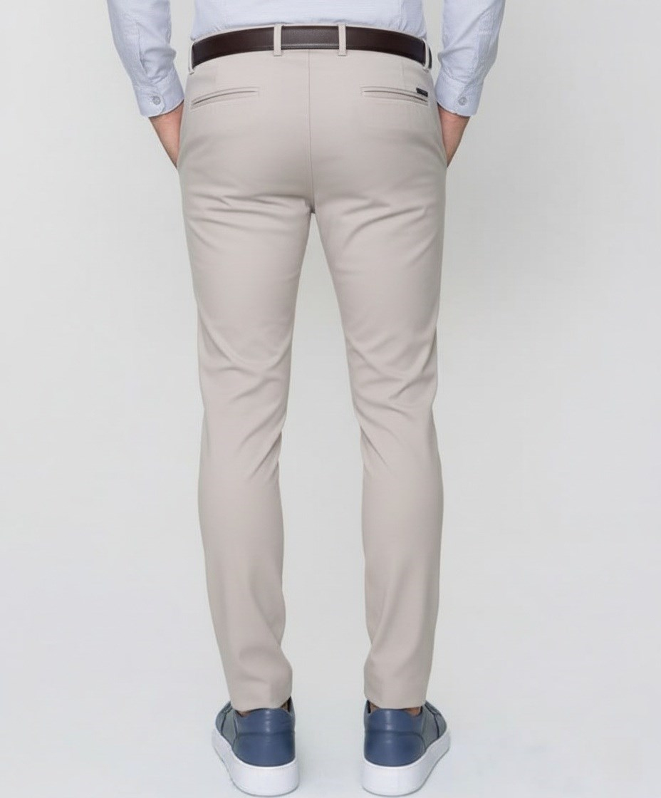 Slim Fit Yan Cep Esnek Pamuklu Bej Chino Pantolon P 1088