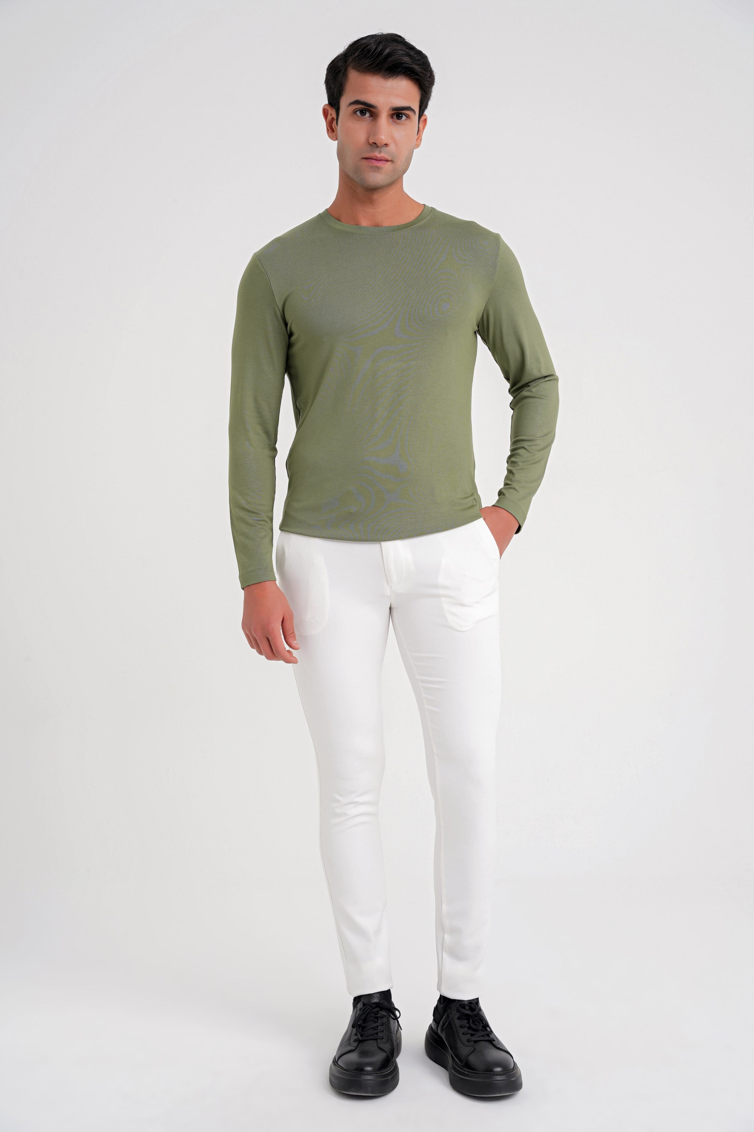 Slim Fit Yan Cep Esnek Pamuklu Beyaz Chino Pantolon P 1088