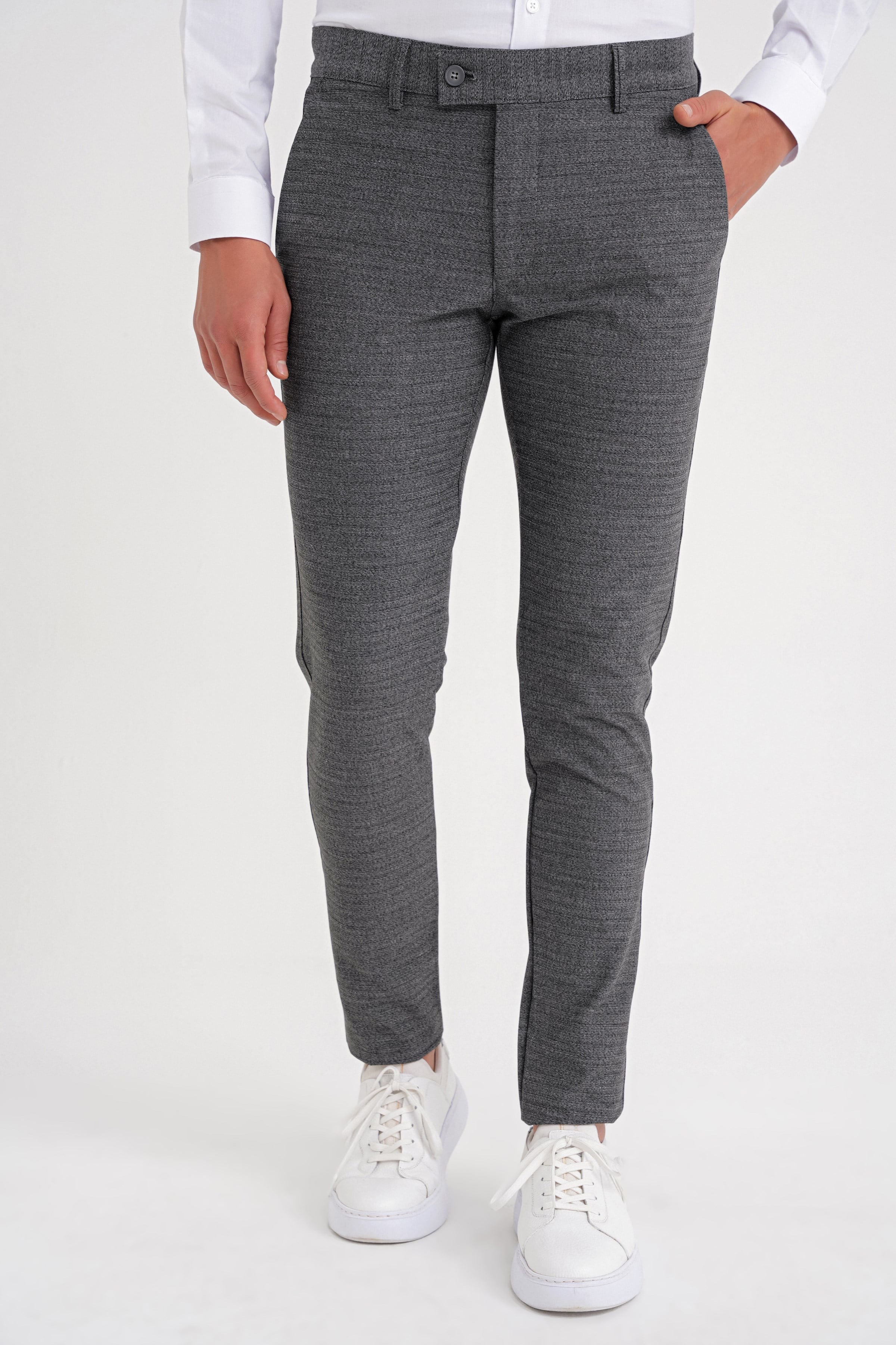 Slim Fit Yan Cep Esnek Pamuklu Dokulu Füme Pantolon P 1086