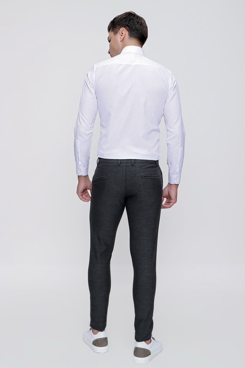 Slim Fit Yan Cep Esnek Pamuklu Dokulu Antrasit Pantolon P 1086